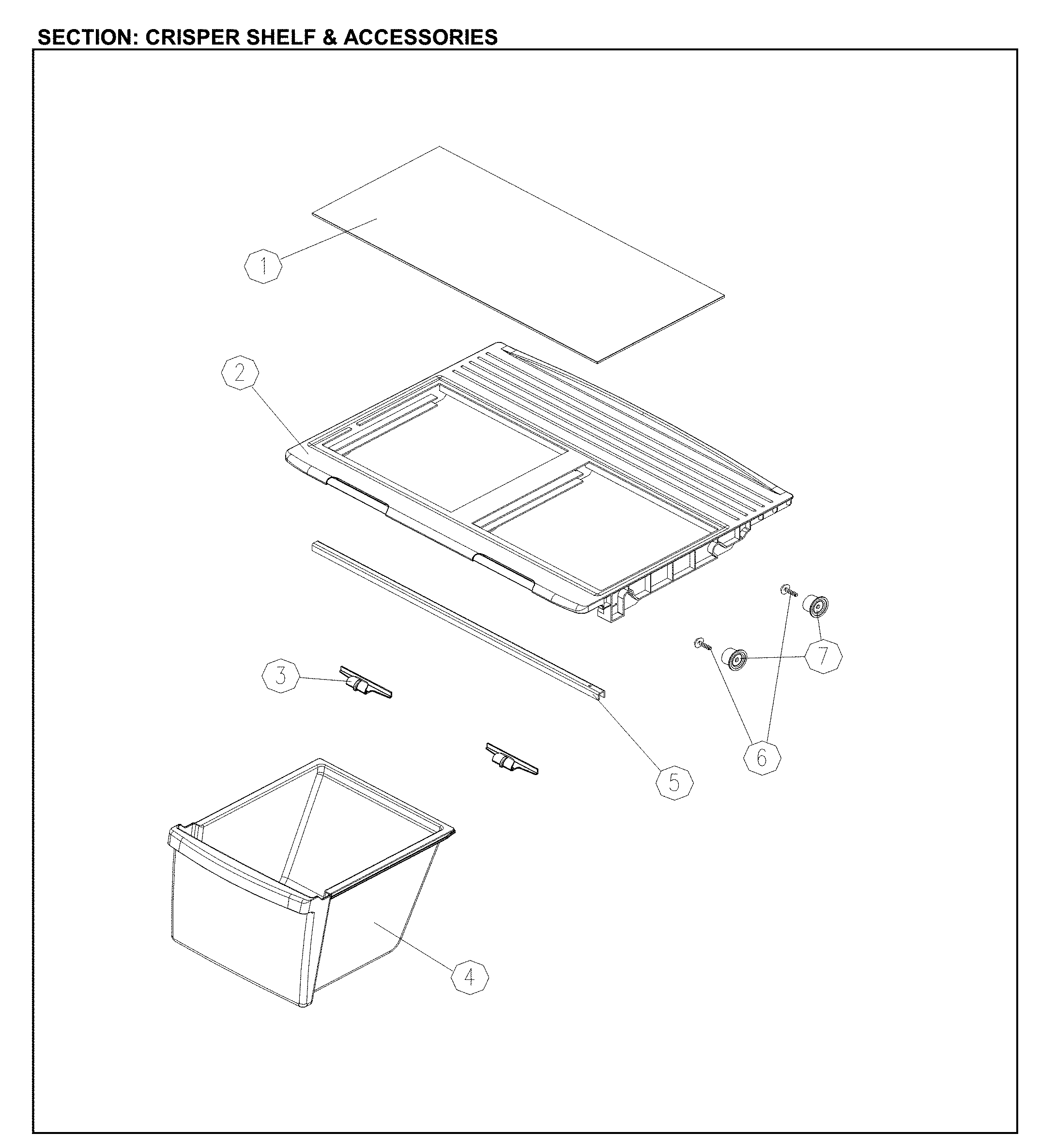 Crisper and shelf