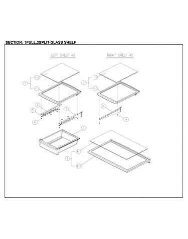 Full/split glass shelves