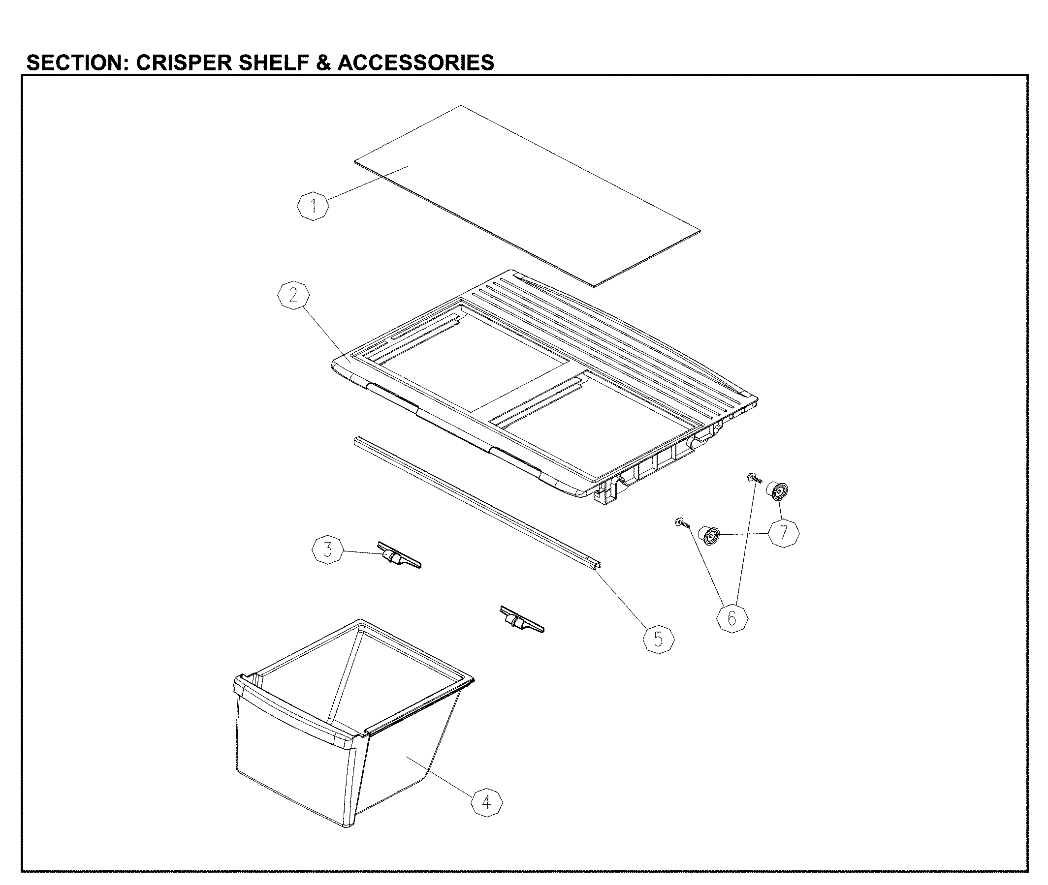 Crisper and shelf