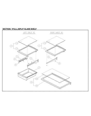 Full/split glass shelves