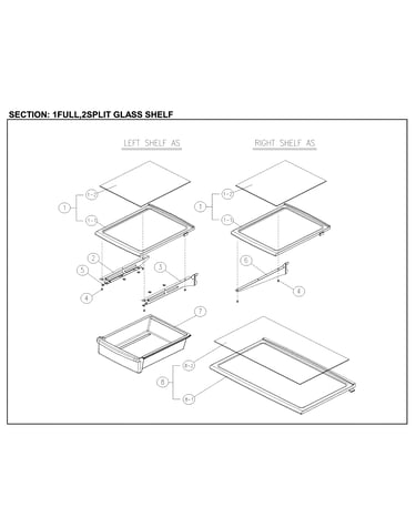 Full/split glass shelves