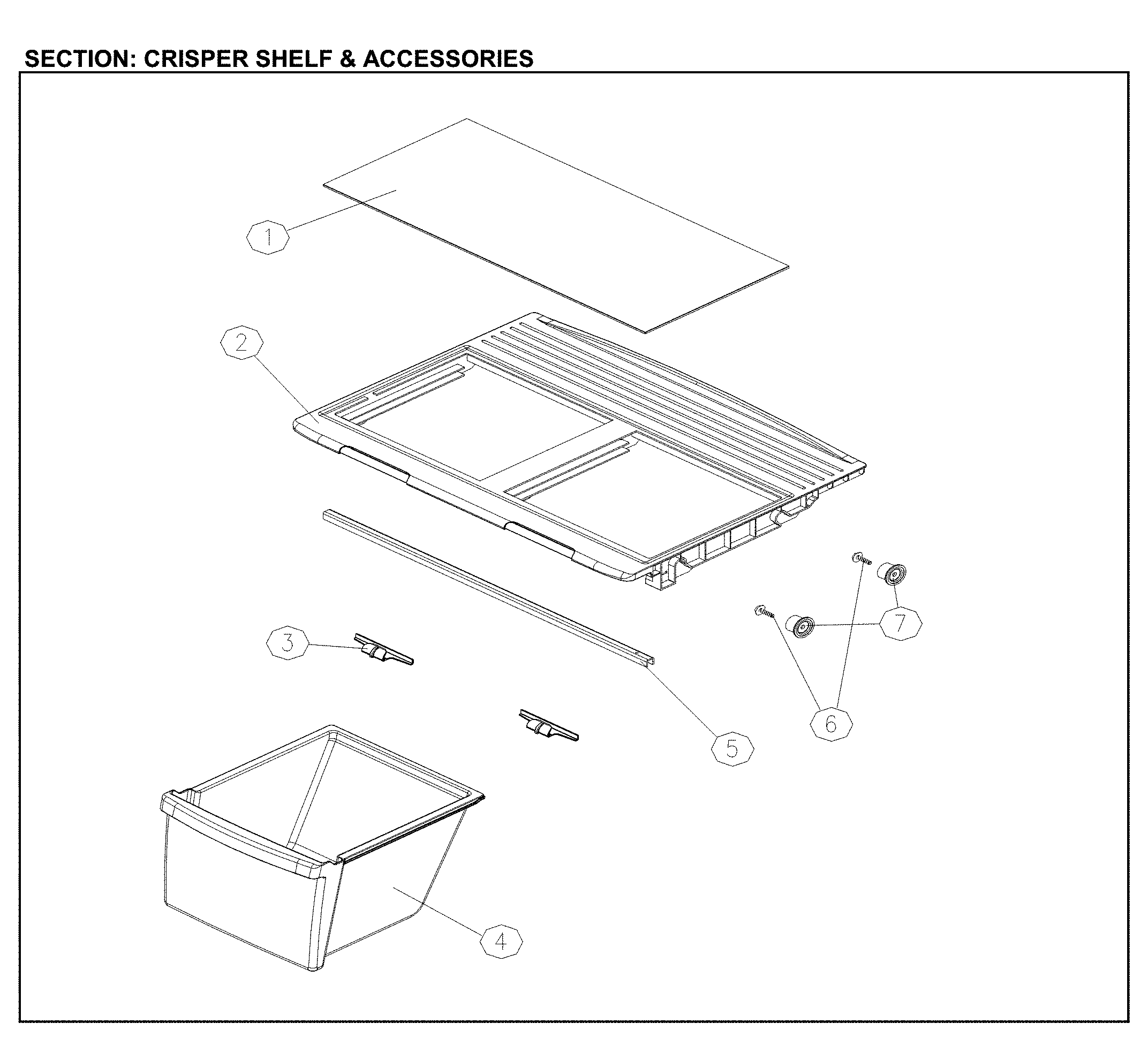 Crisper and shelf