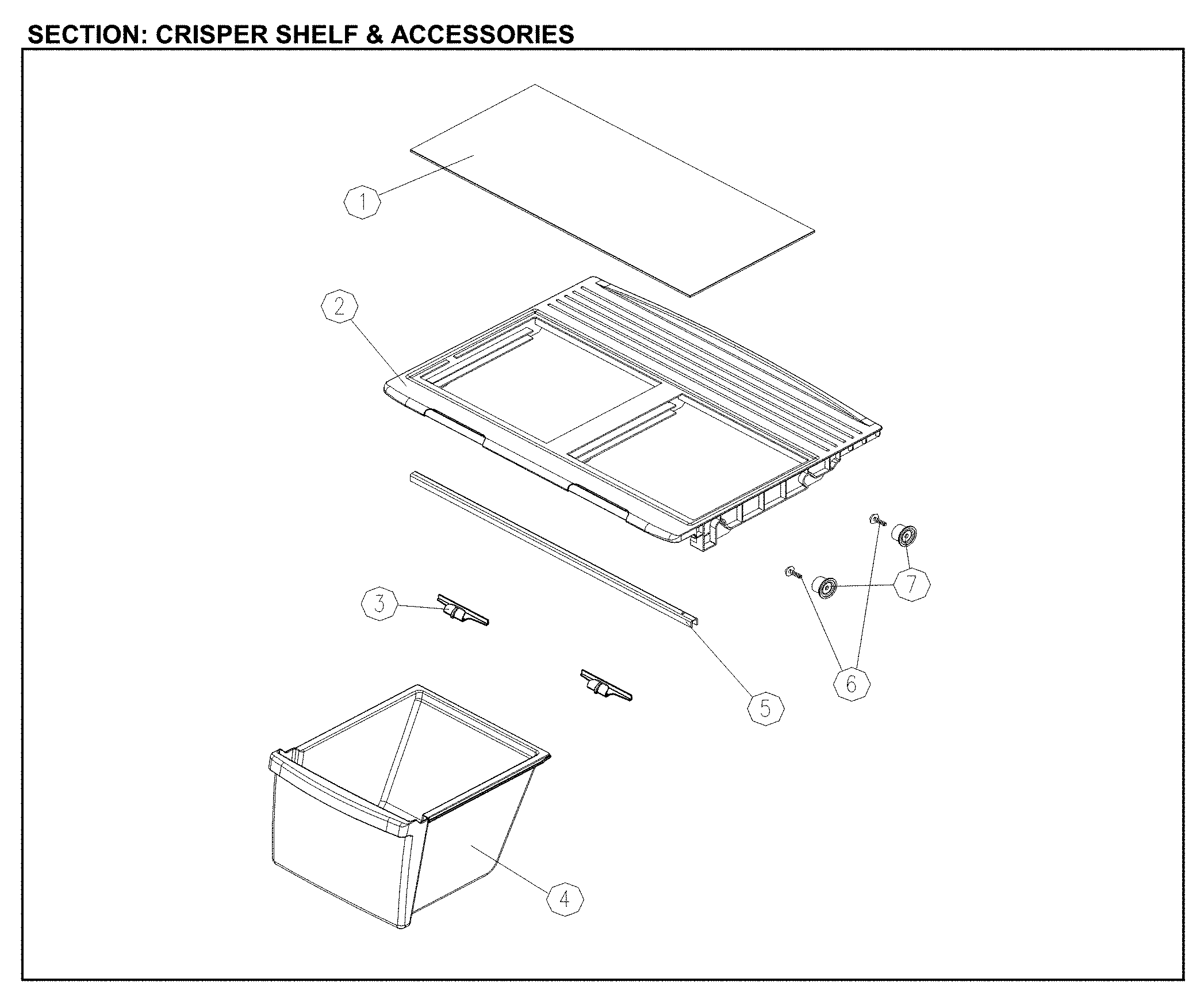 Crisper and shelf