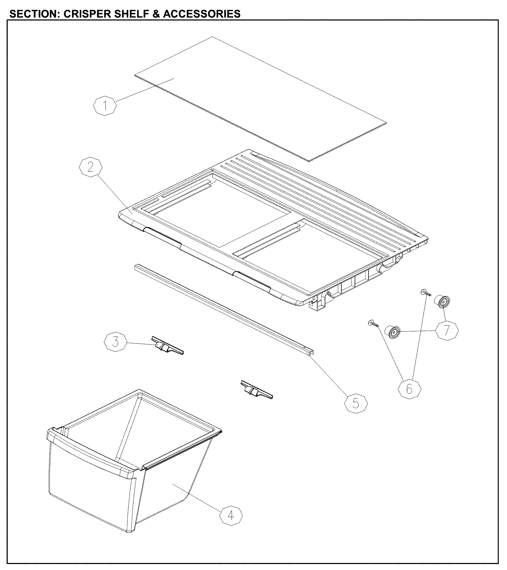 Crisper and shelf