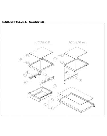 Full/split glass shelves