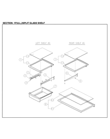 Full/split glass shelves