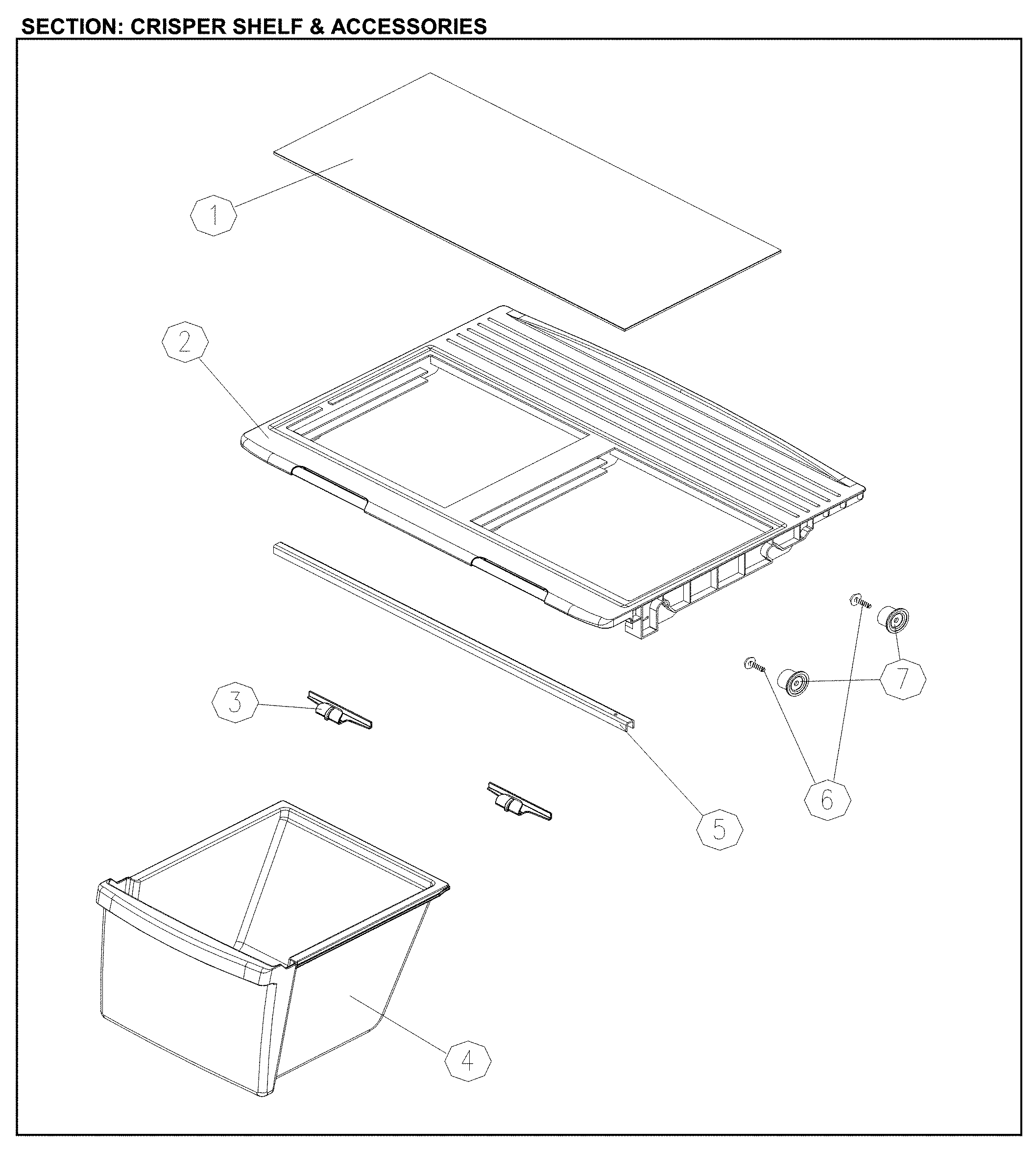 Crisper and shelf