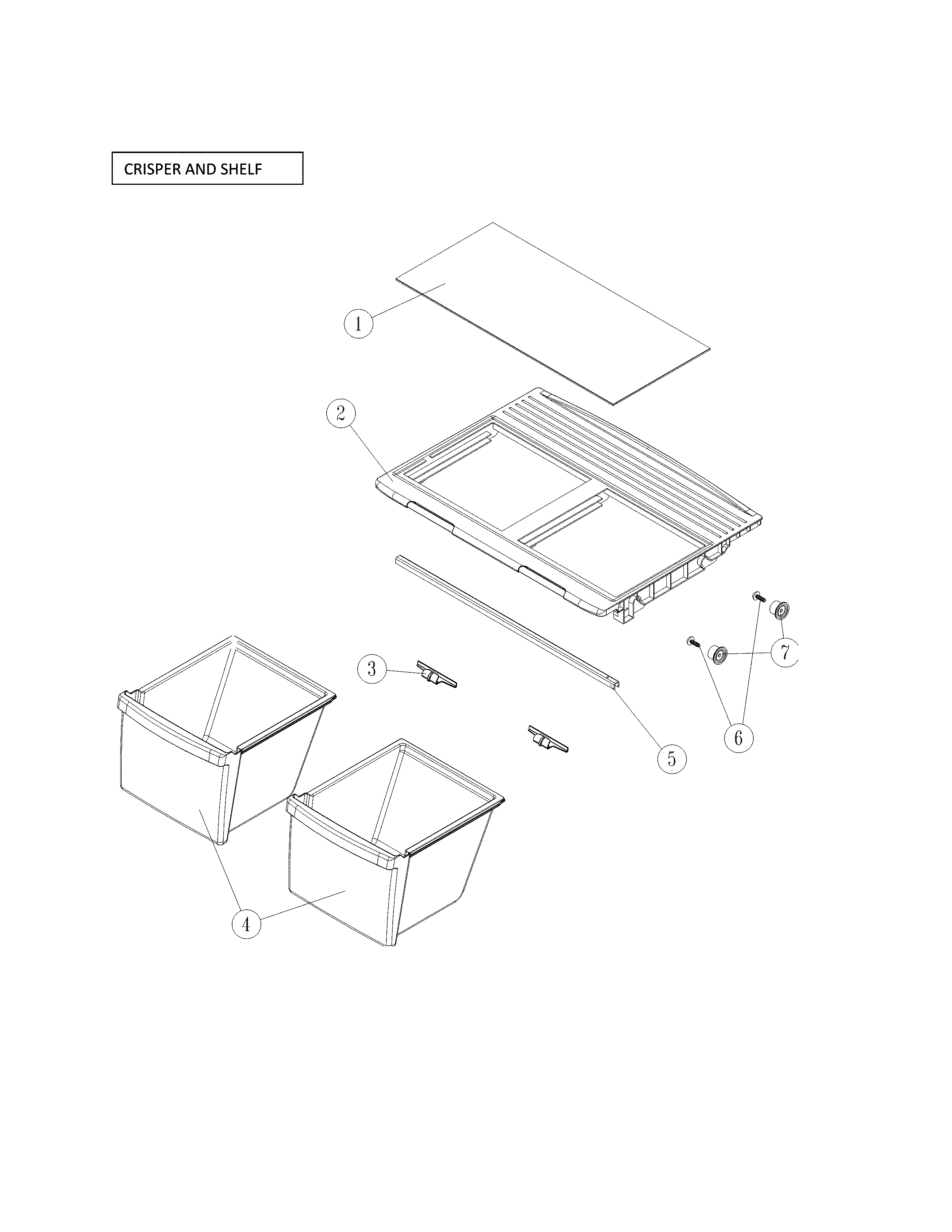 Crisper and shelf
