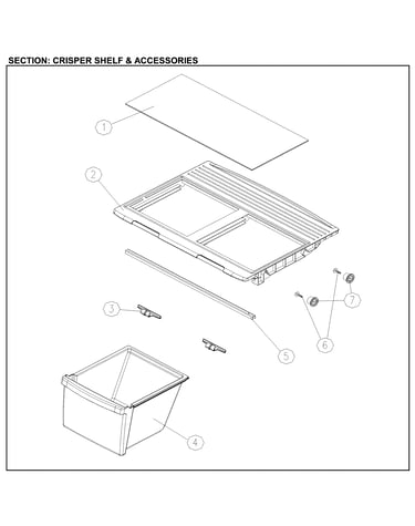 Crisper shelf and assessories