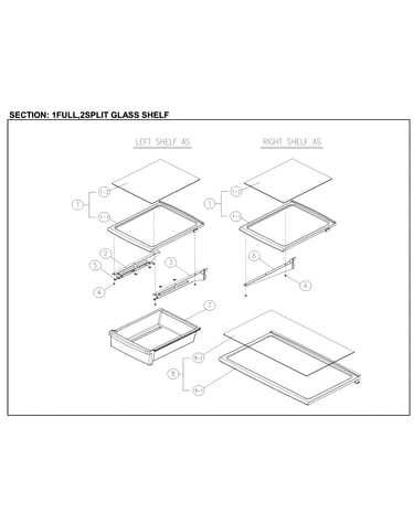Full/split glass shelf