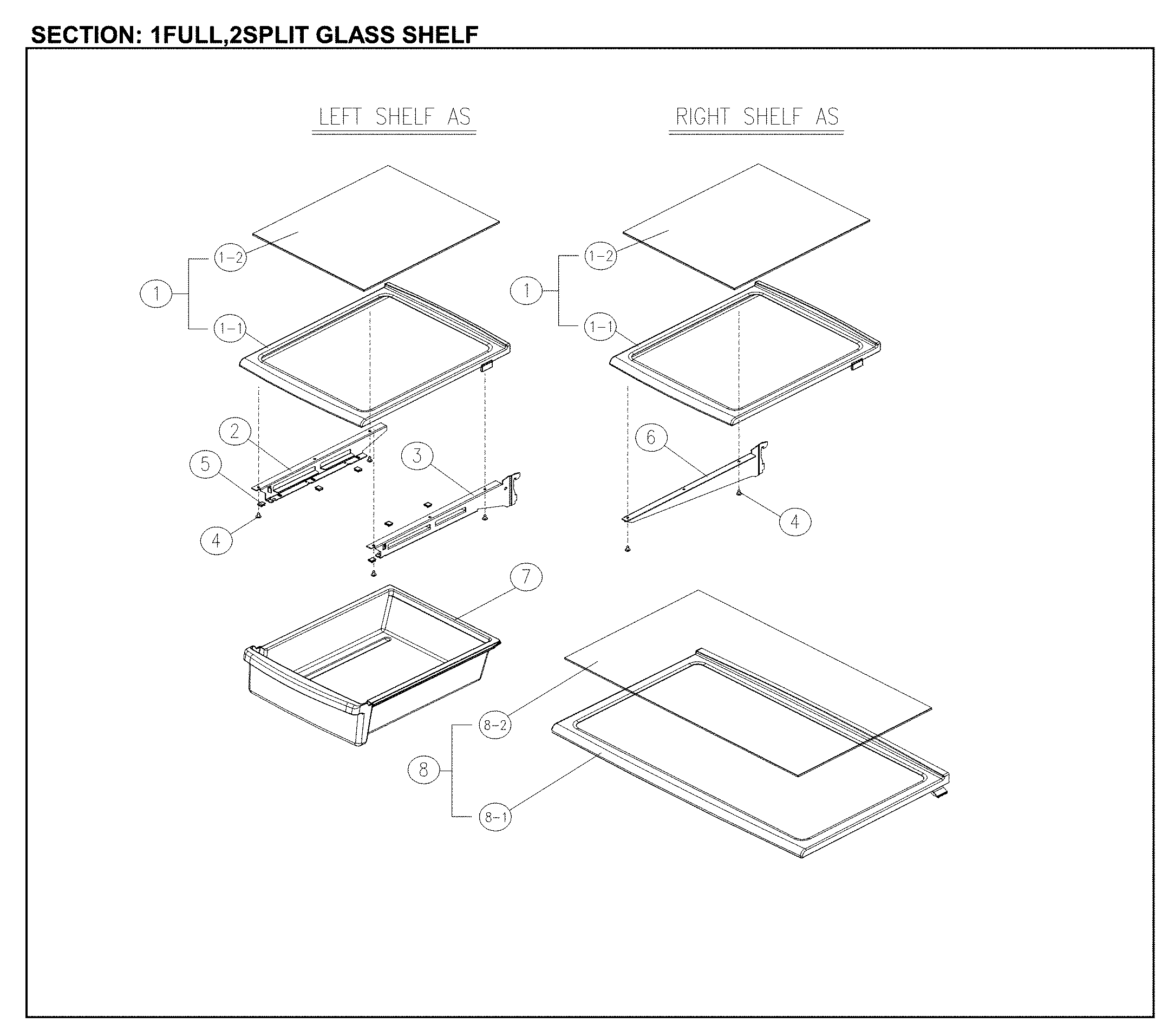 FULL/SPLIT GLASS SHELF