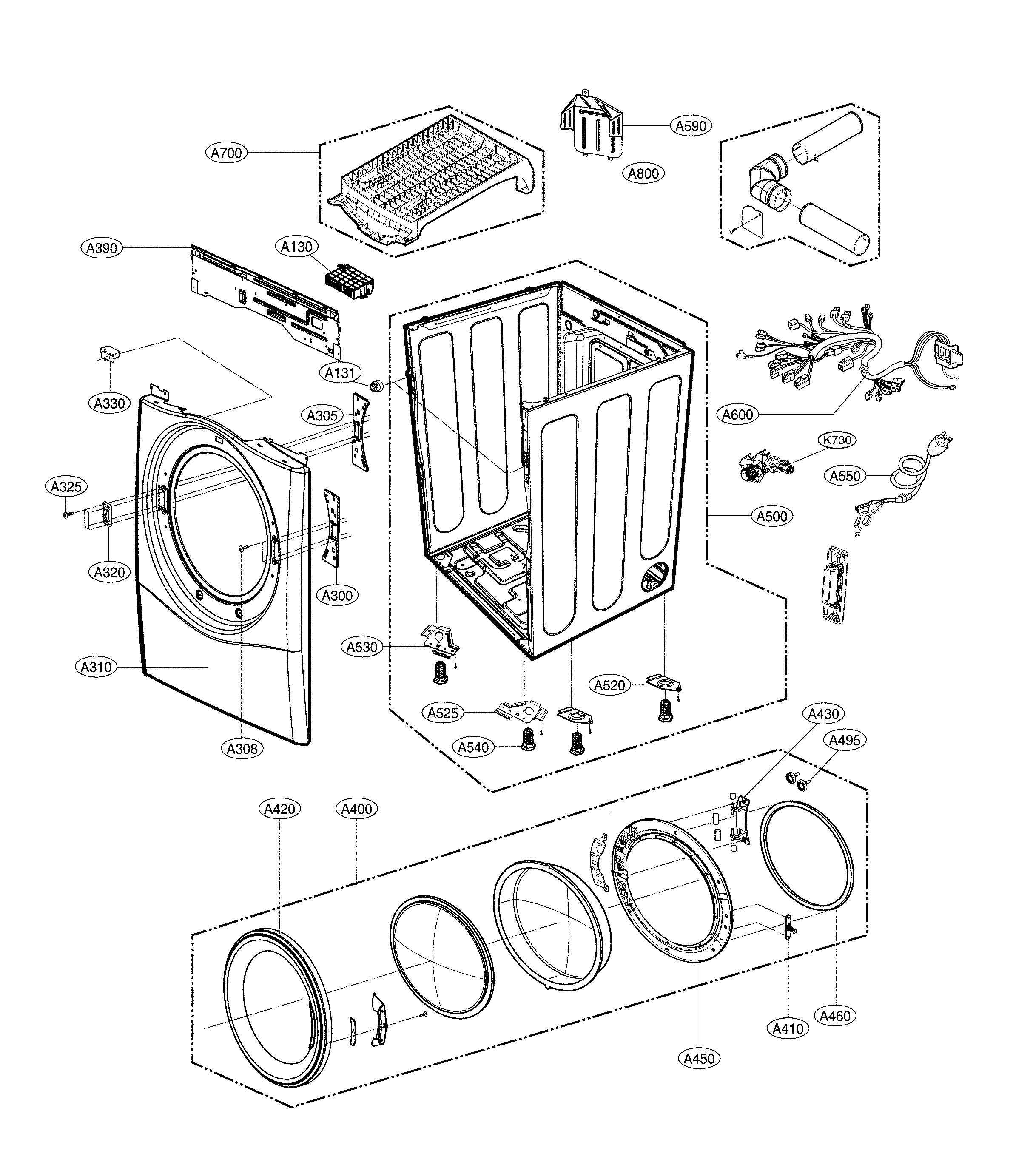 Cabinet and door assembly
