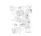 LG DLGX3701V/00 drum and motor assembly diagram