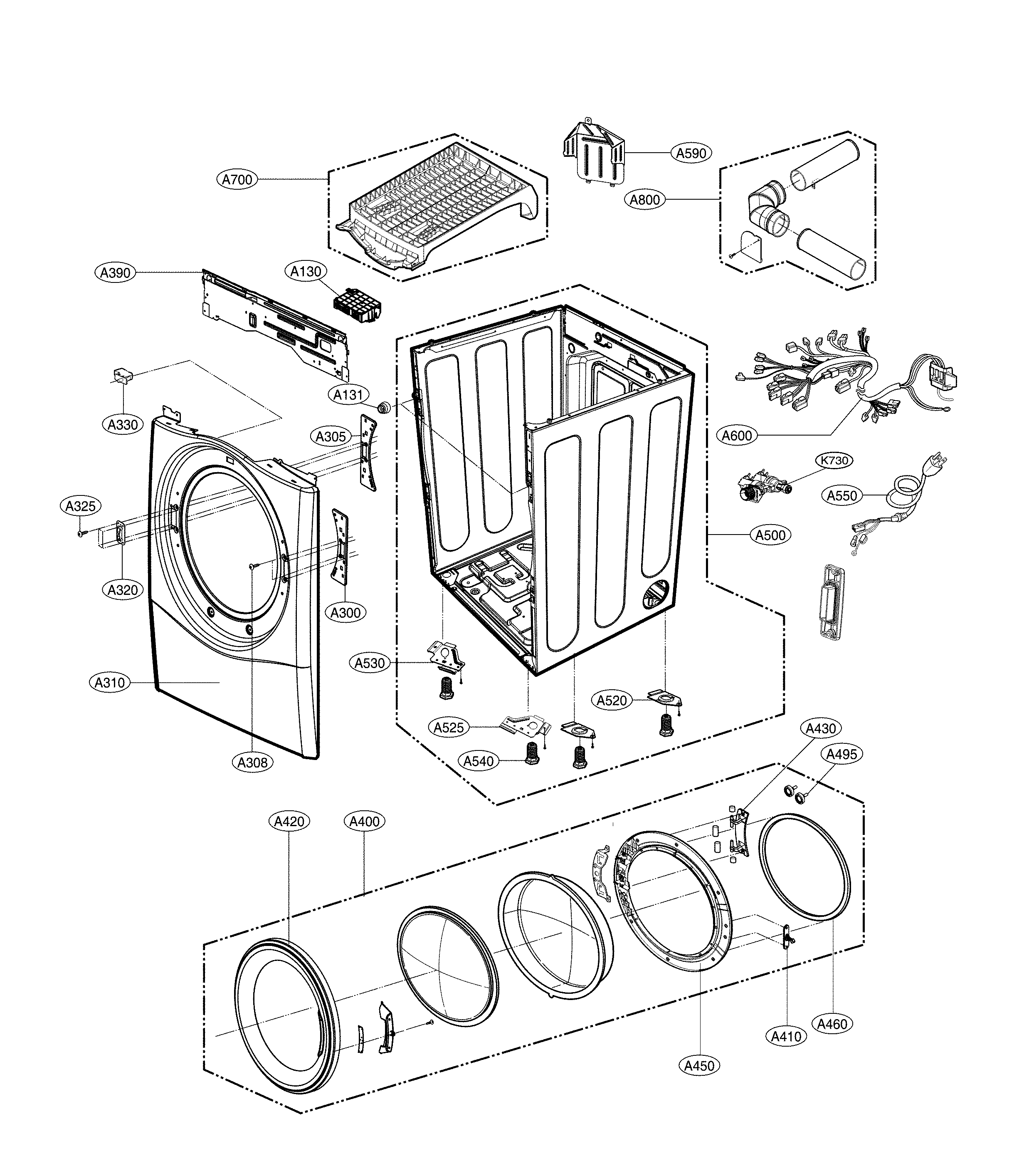 Cabinet and door assembly