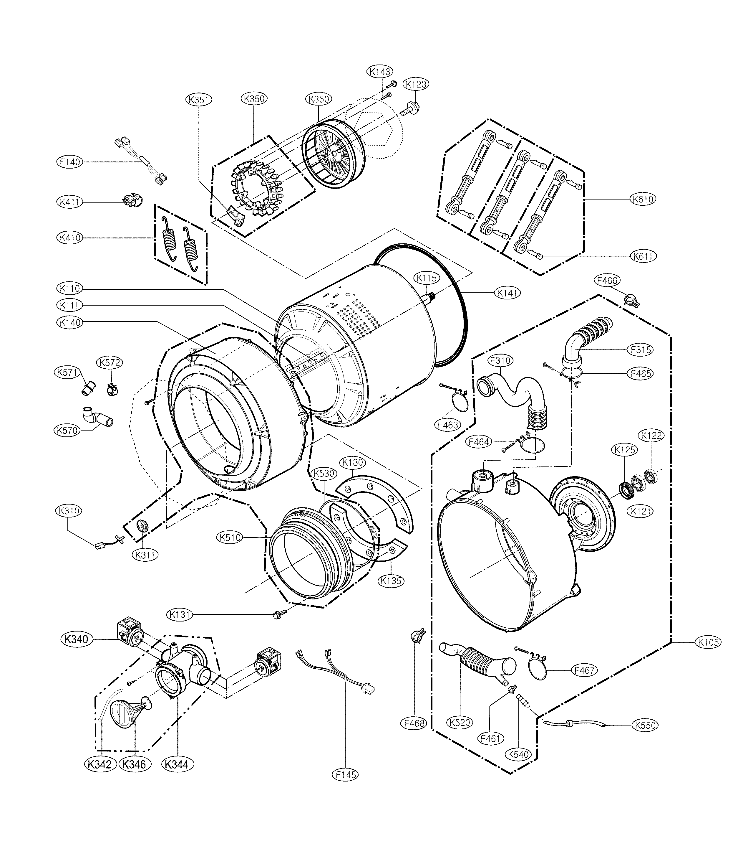 Drum and tub assembly