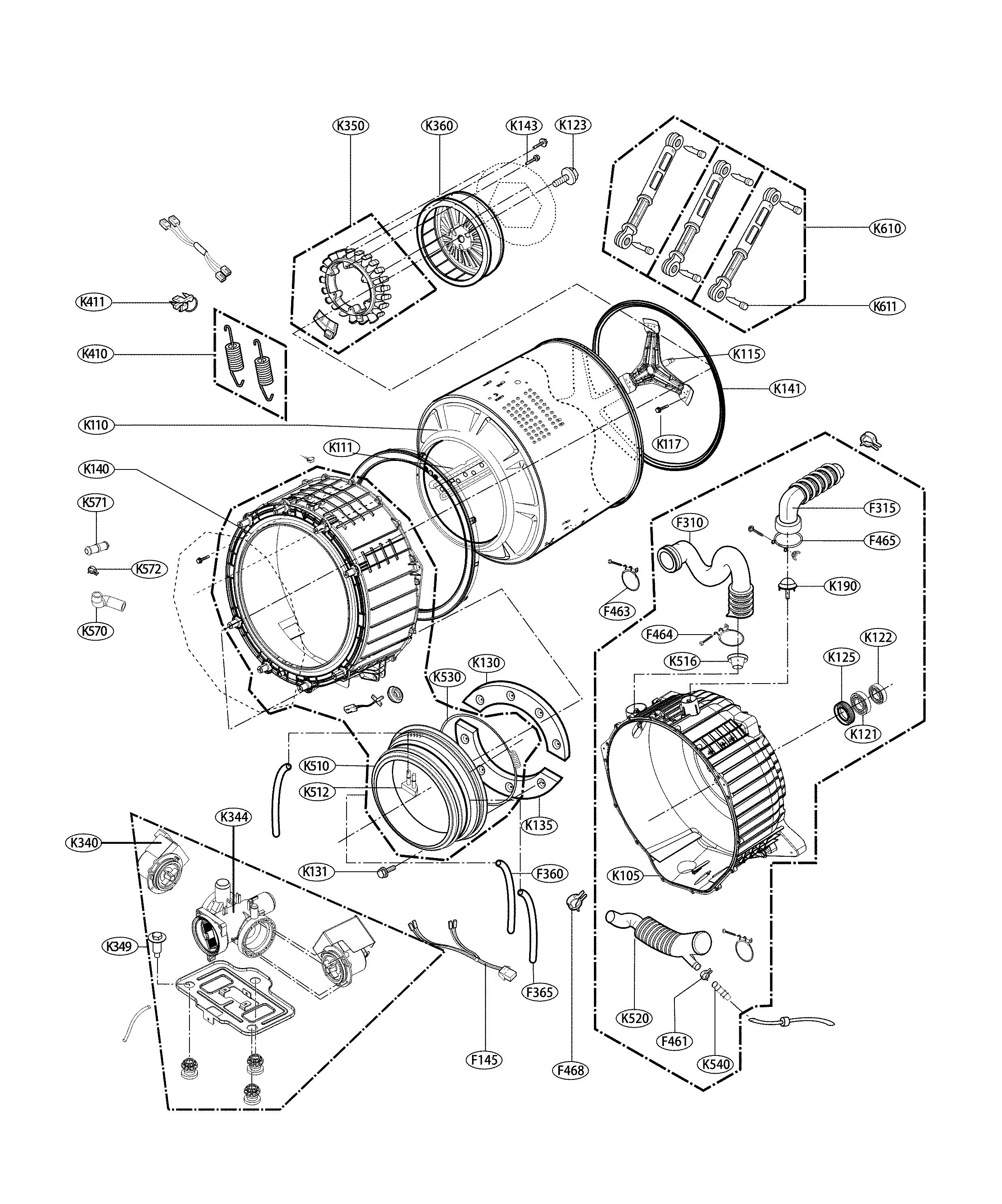 Drum and tub assembly