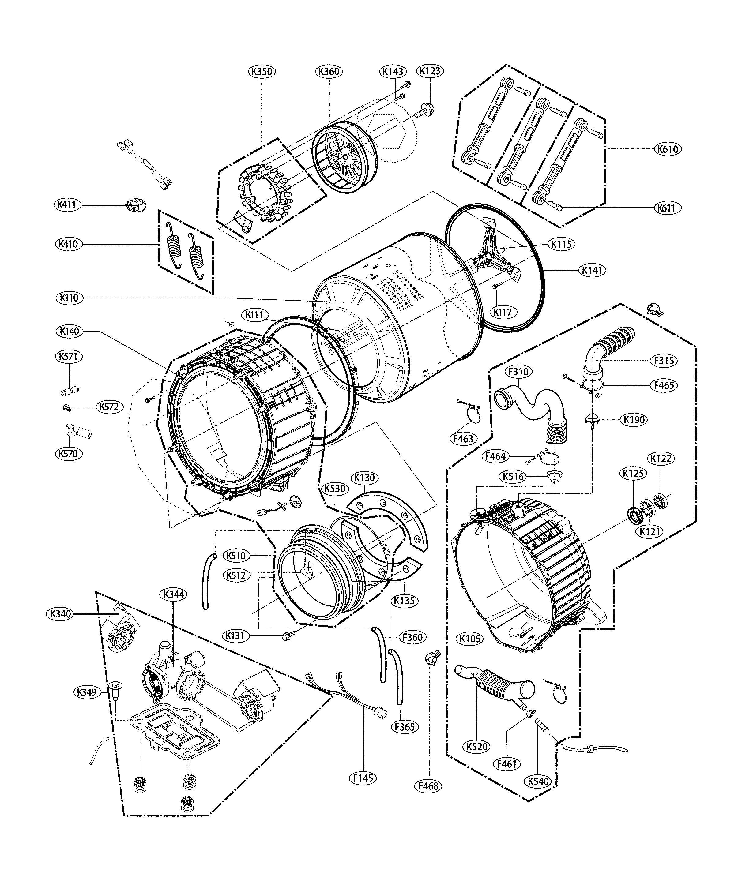Drum and tub assembly