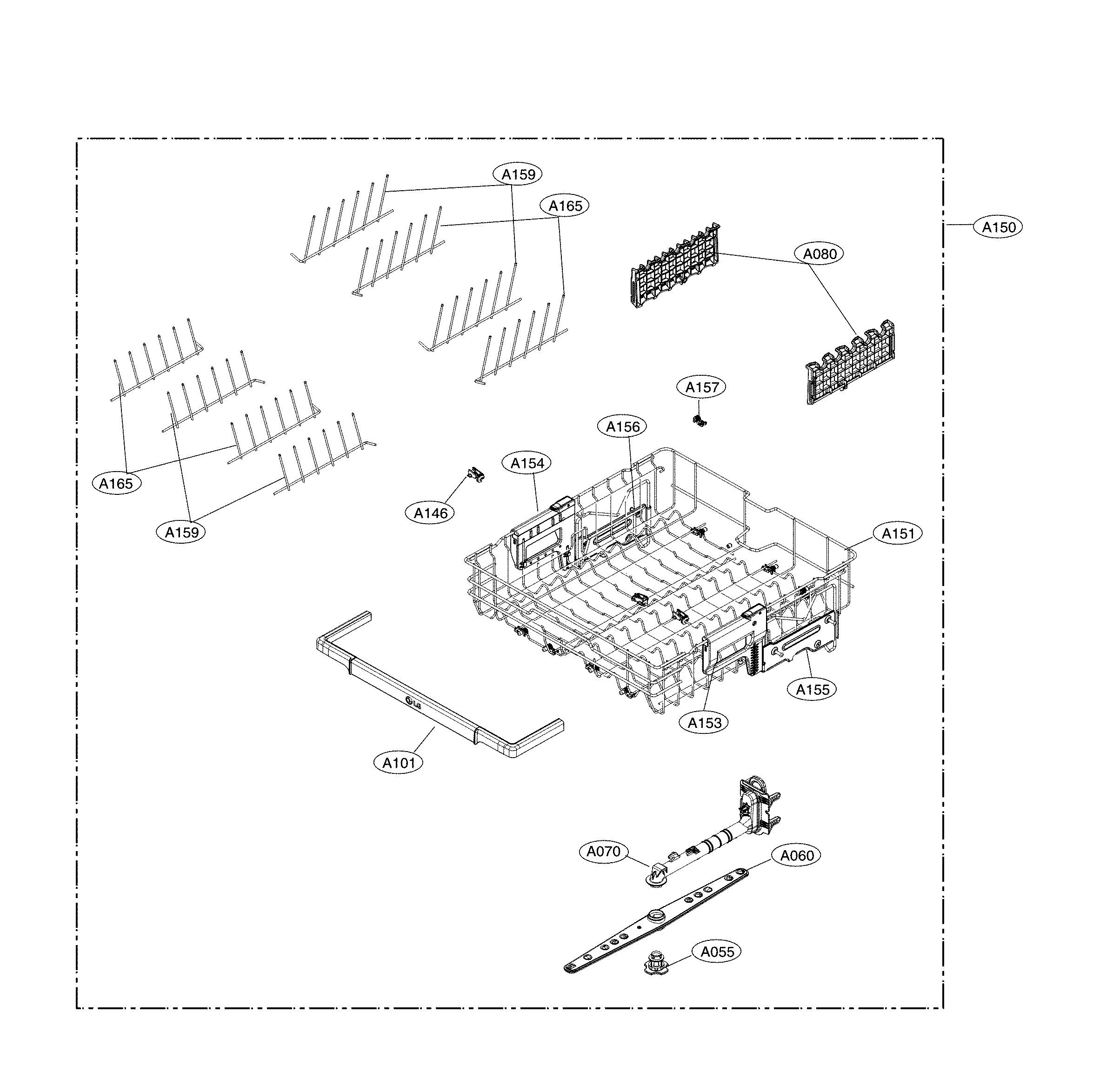 Upper rack assembly