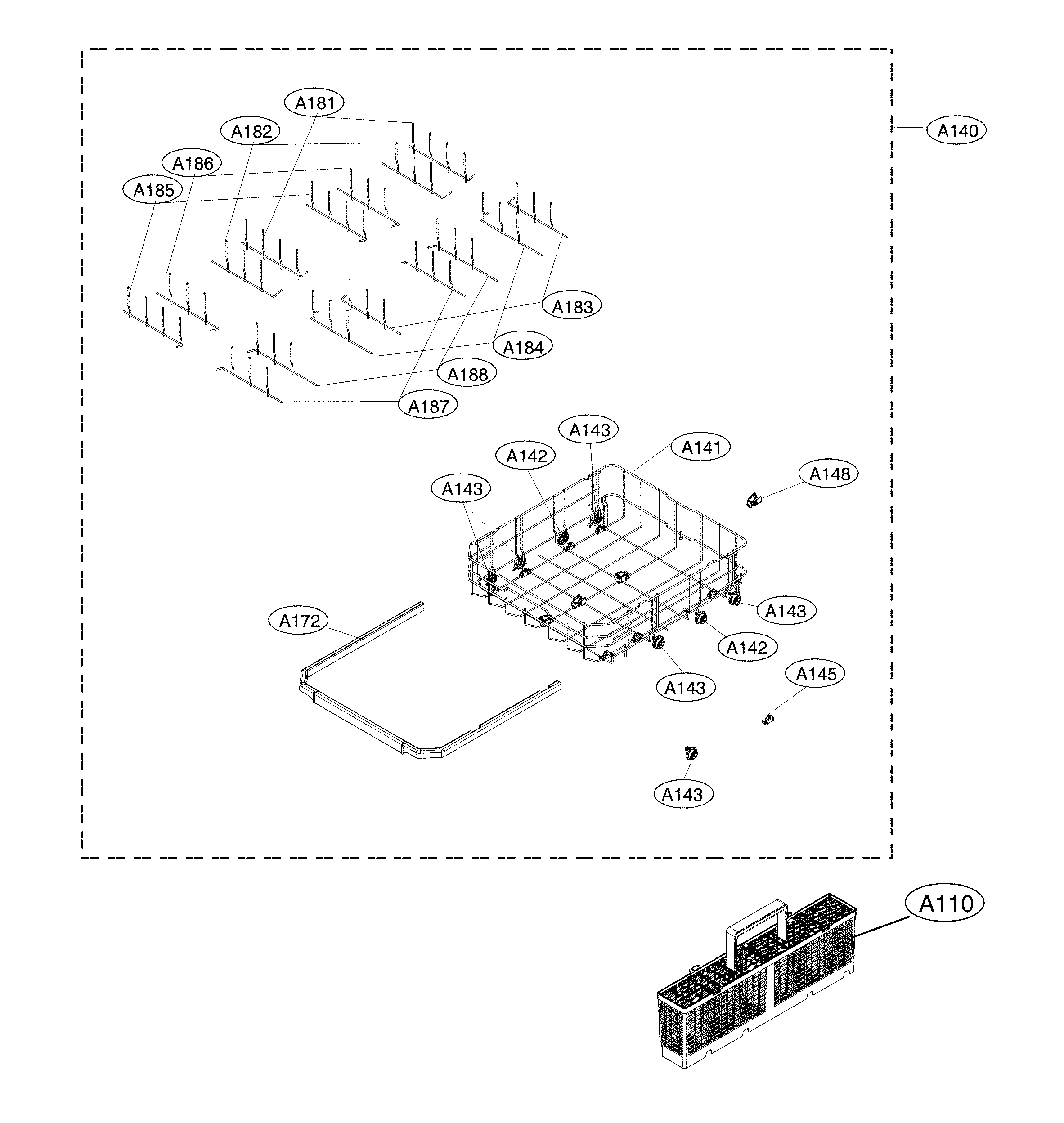 Lower rack assembly