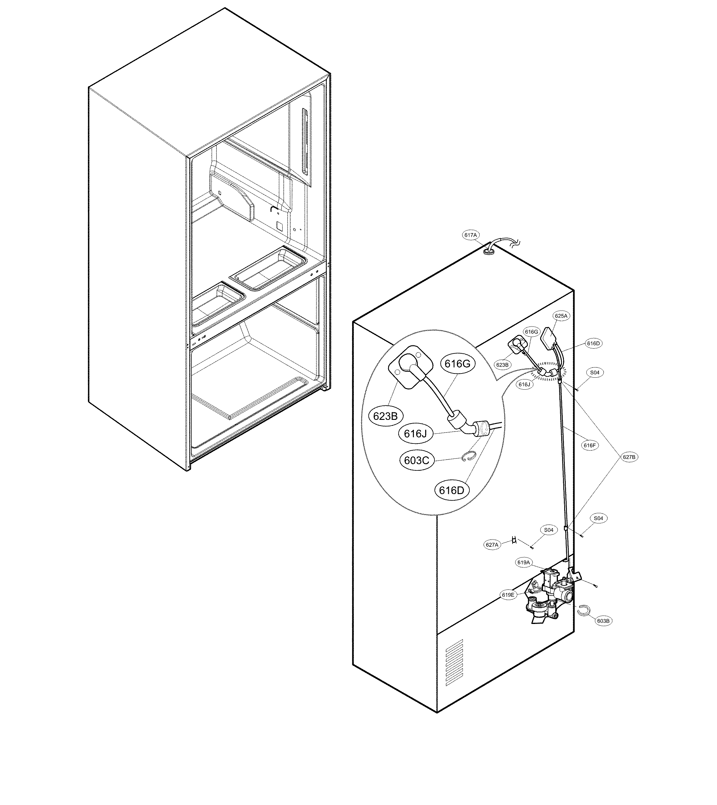 Valve & water tube parts