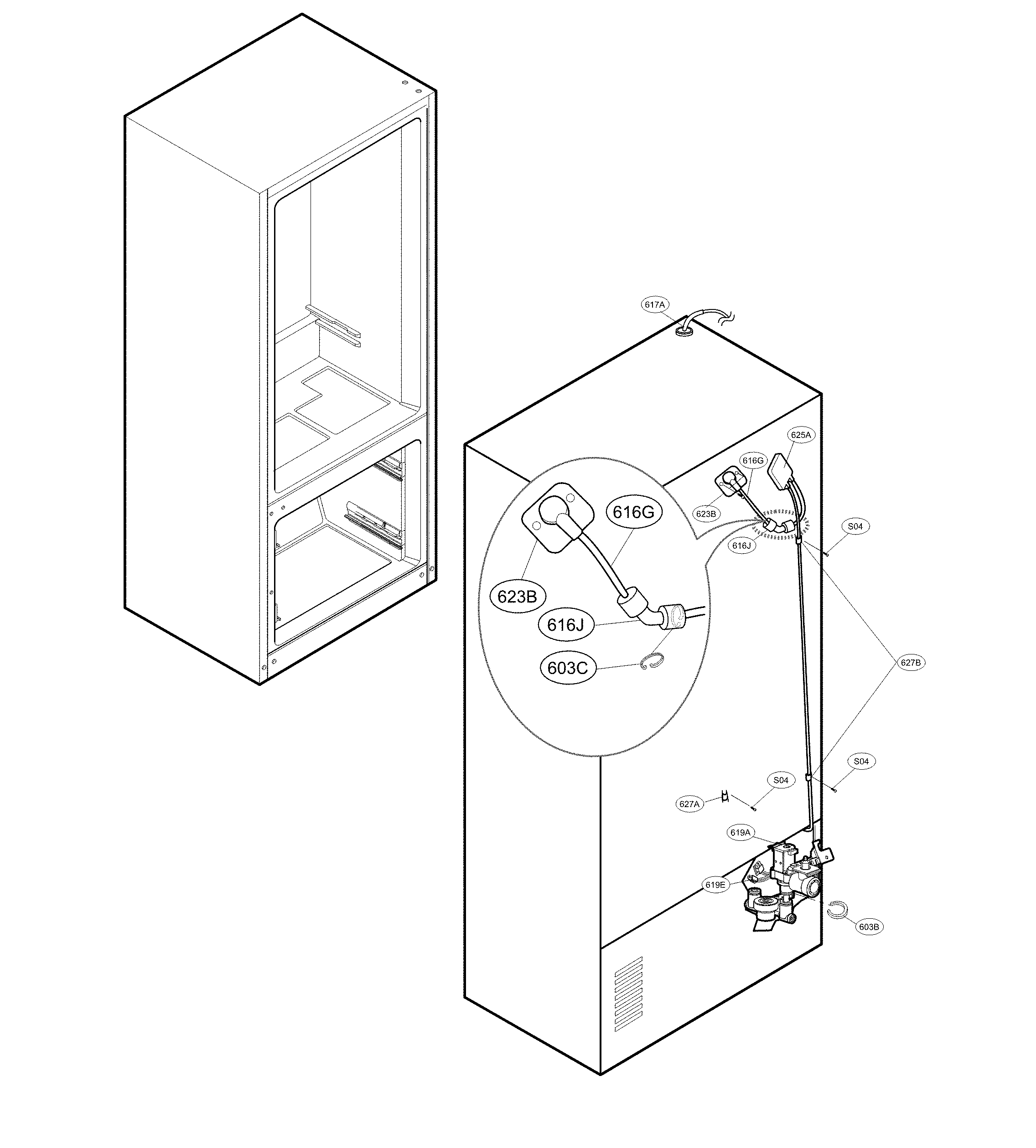 Valve & water tube parts