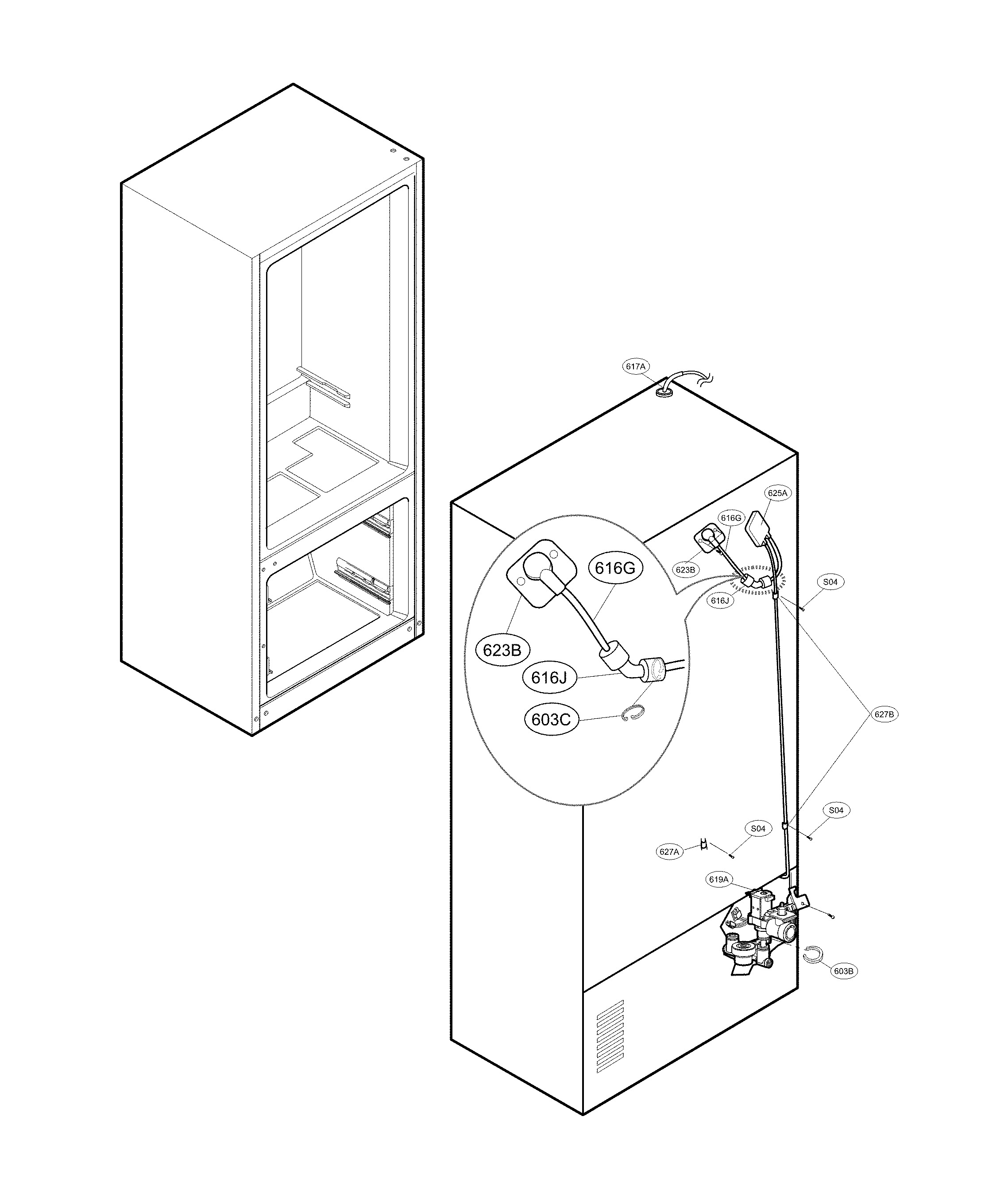 Valve & water tube parts
