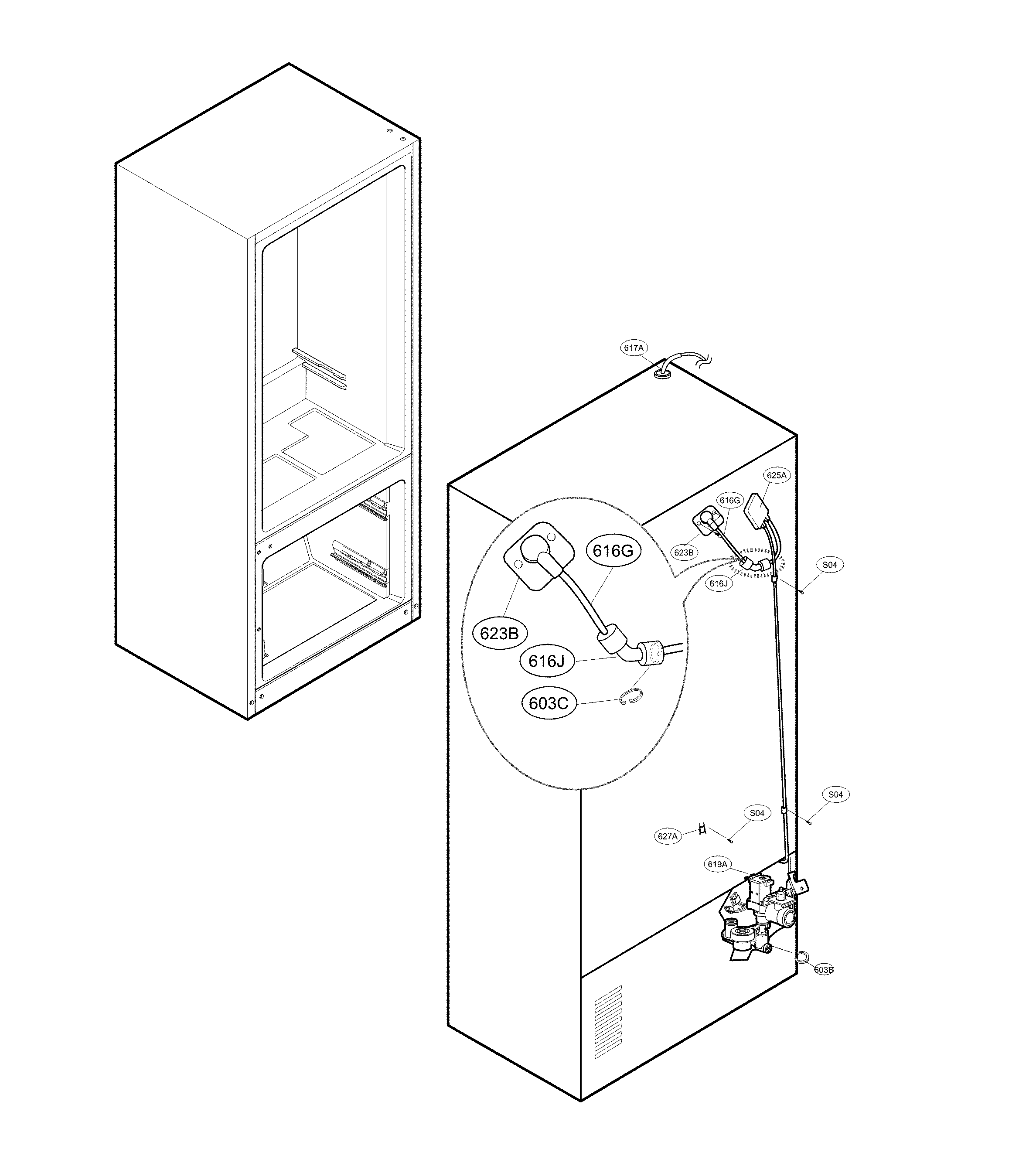 Valve & water tube parts