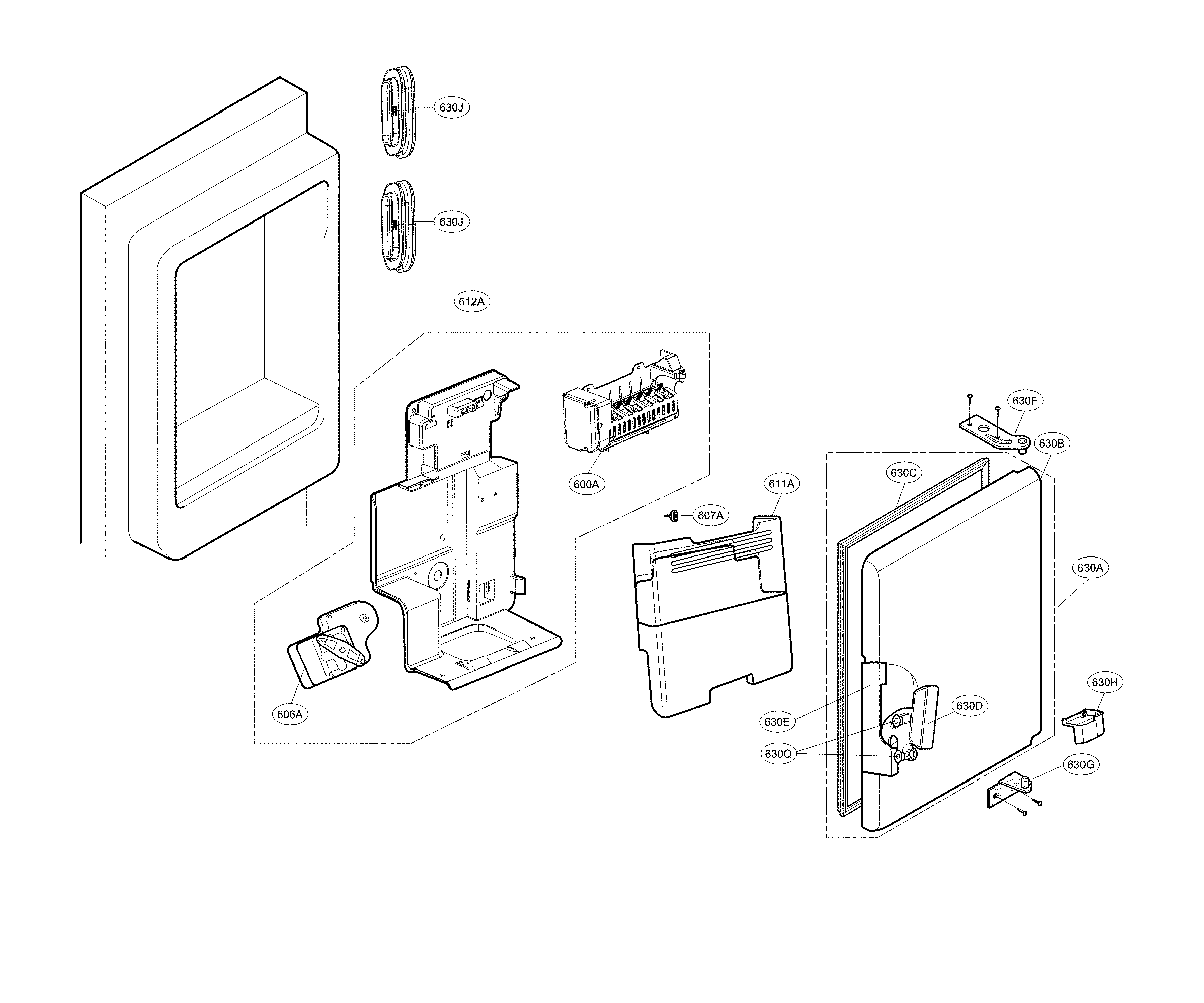 Icemaker and ice bin parts