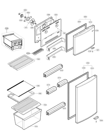 Door parts, refrigerator and freezer parts