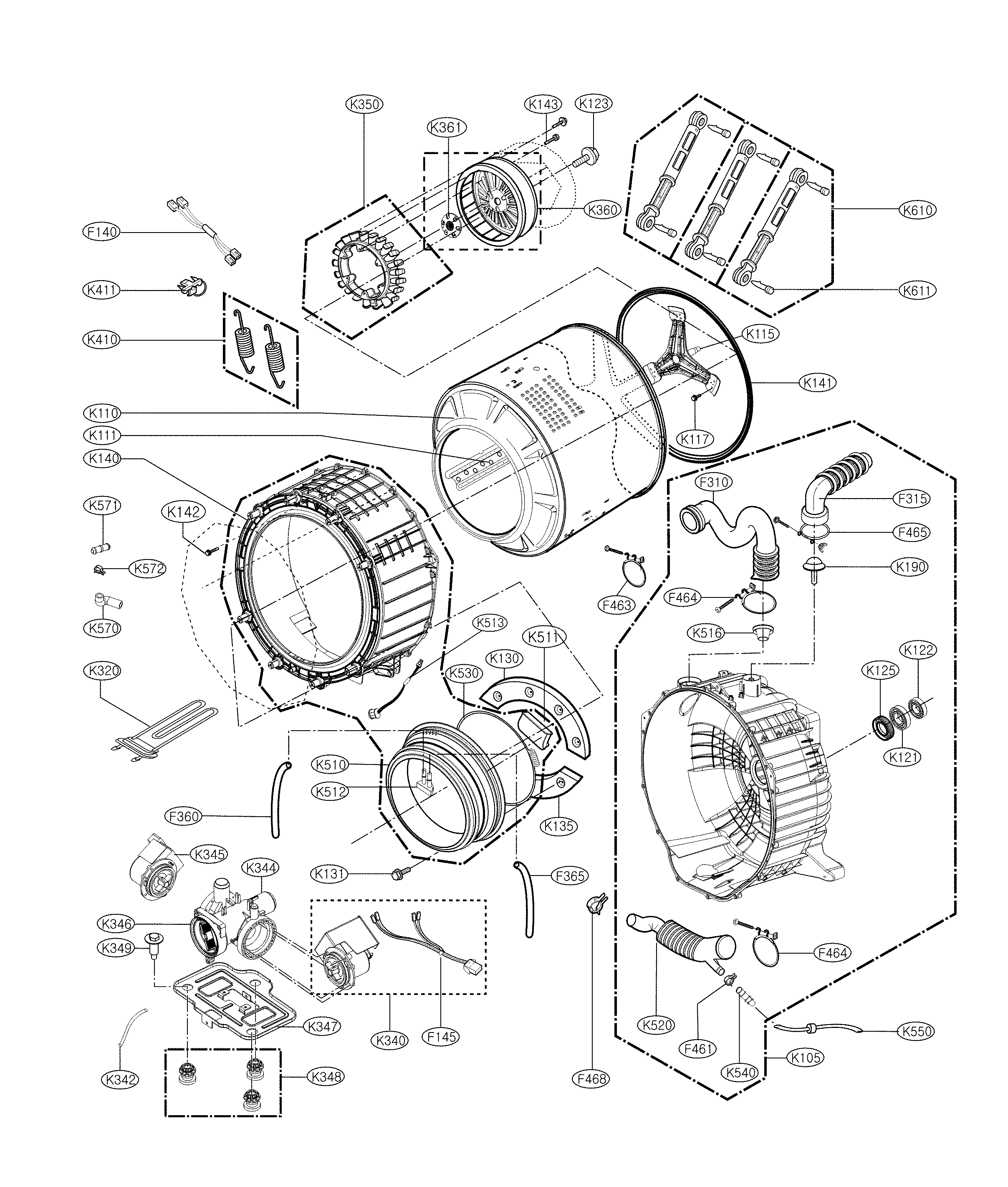 Drum and tub assy