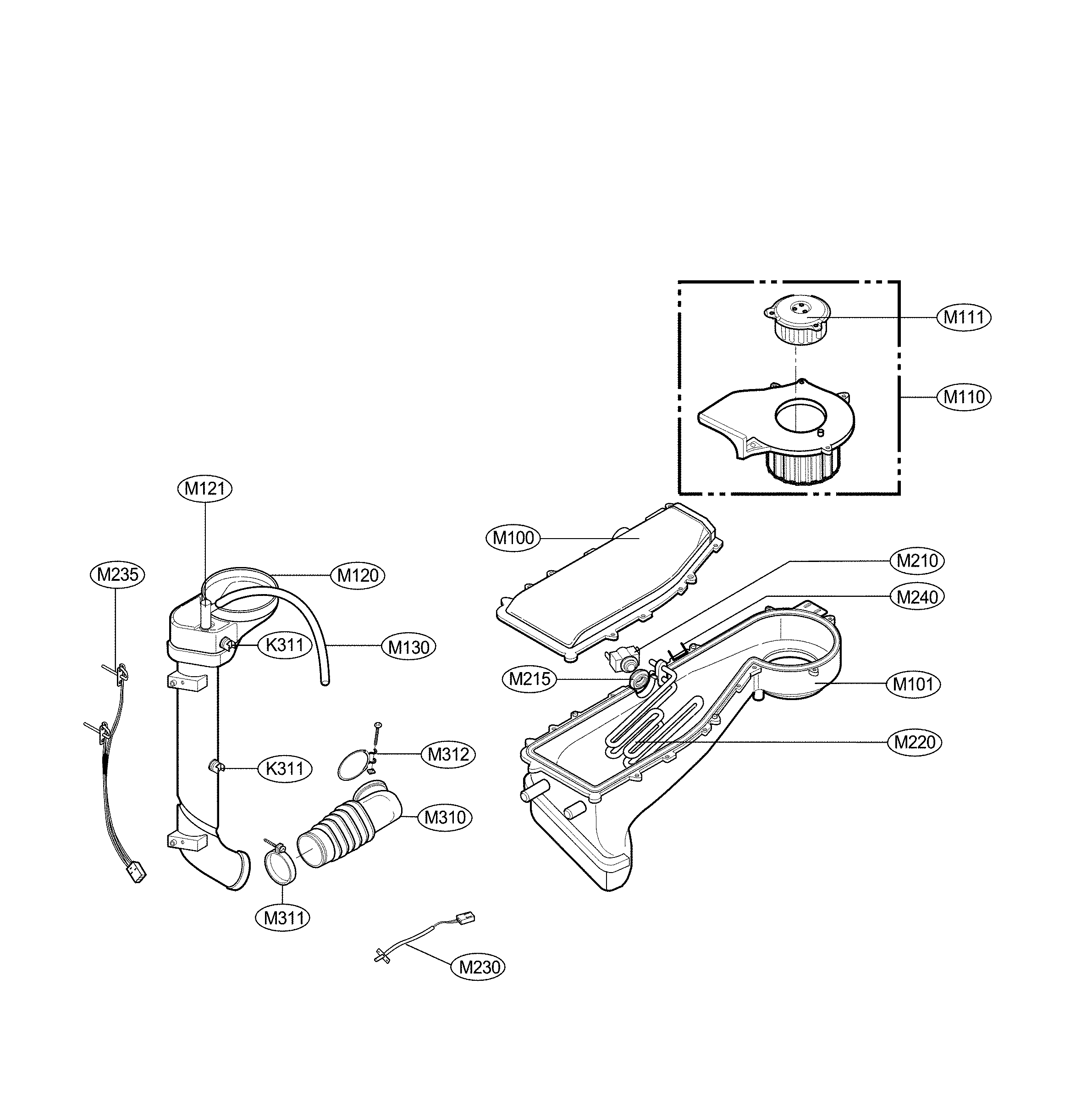 Dry duct assy