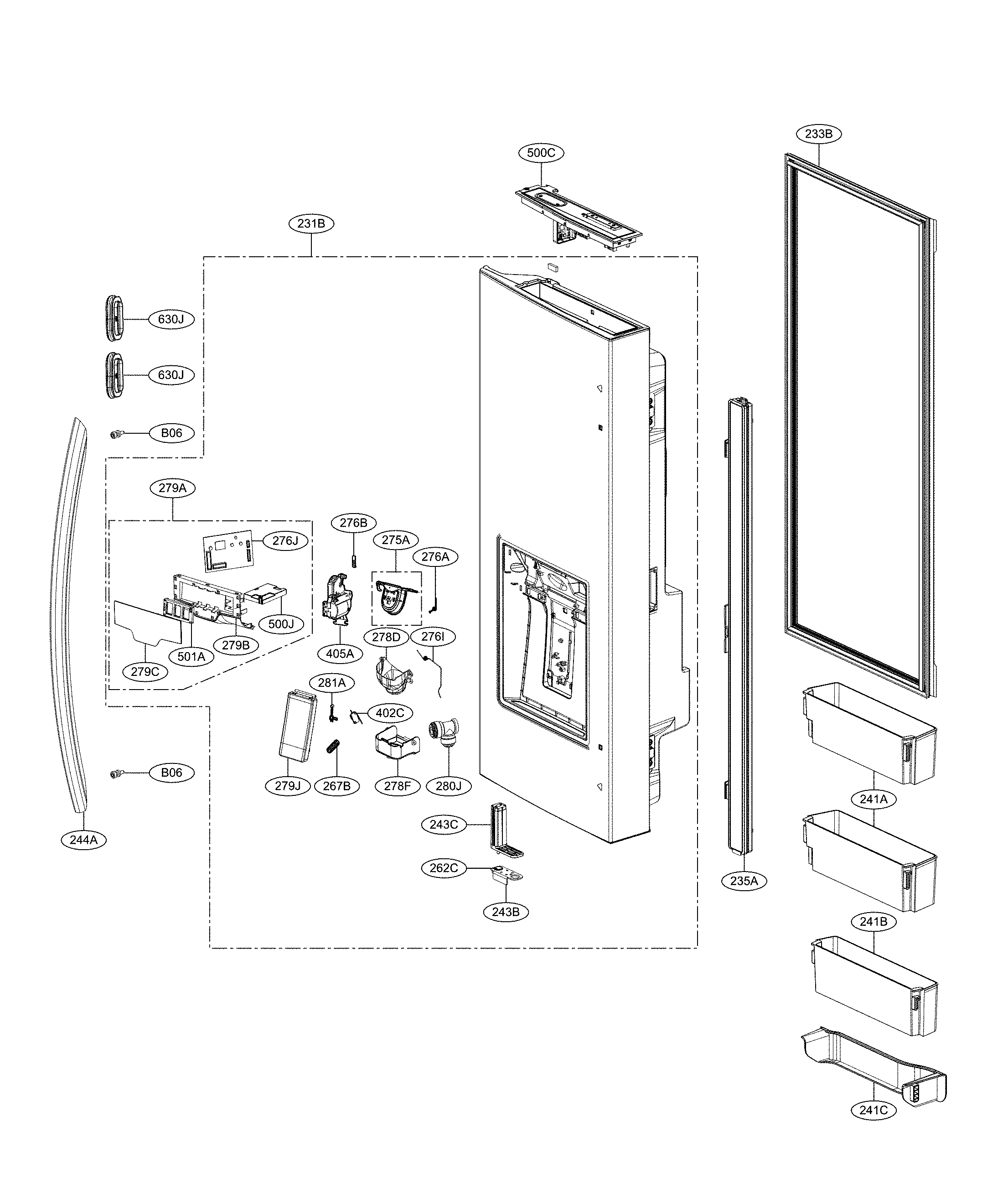 DOOR PARTS-LEFT SIDE W DISP