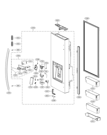 Door parts-left side w disp