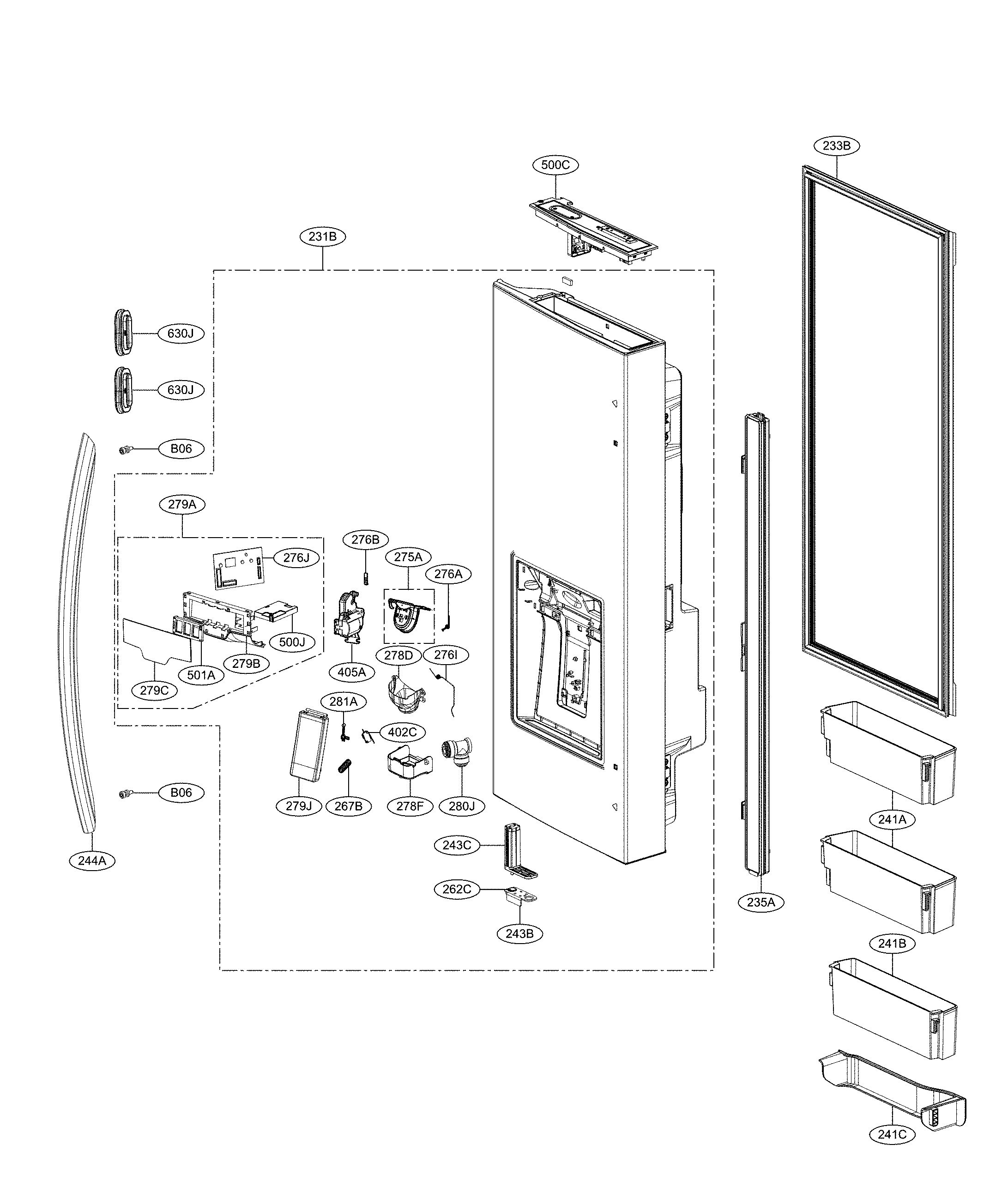 Door parts - left side