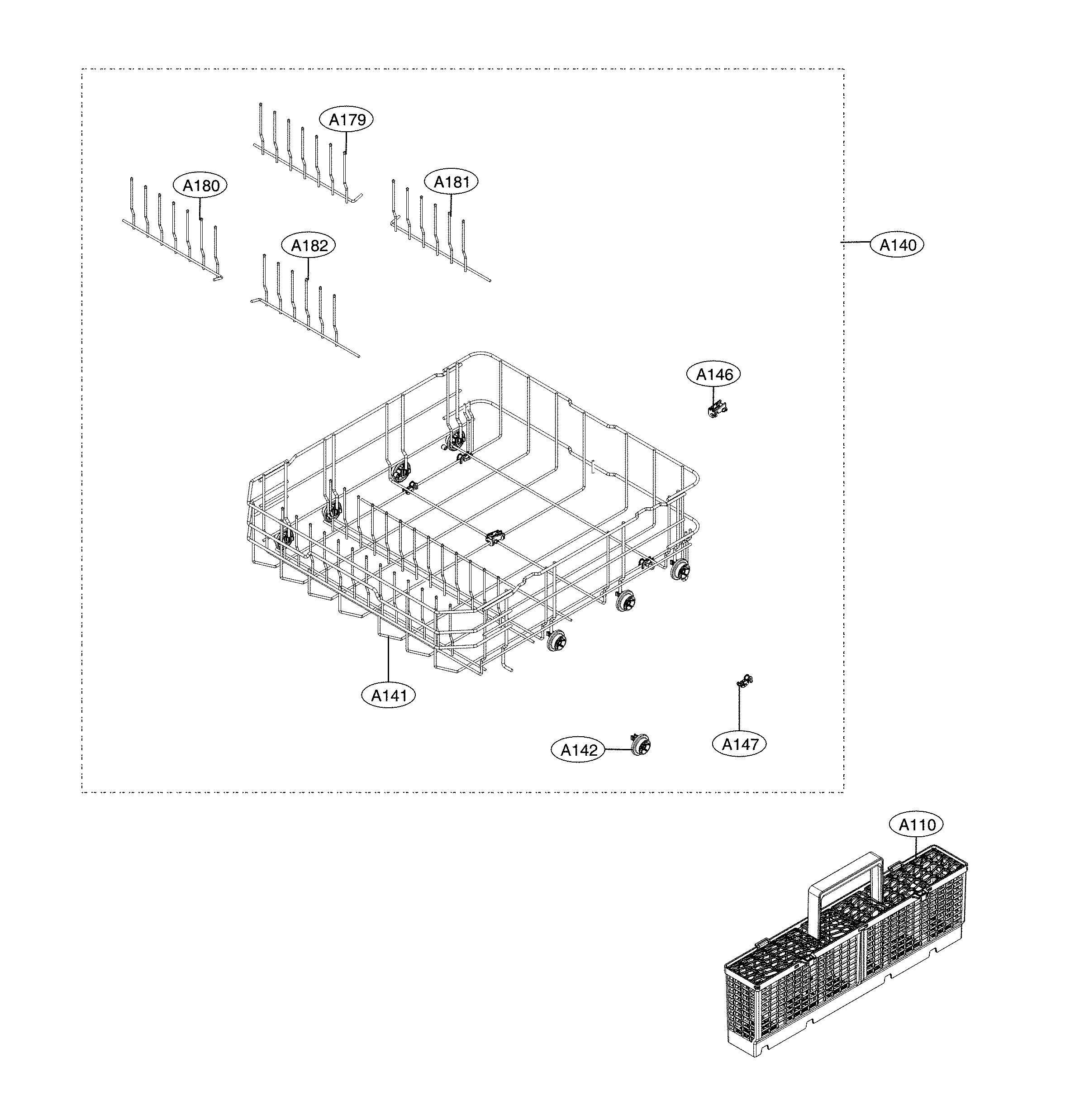 Lower rack assembly