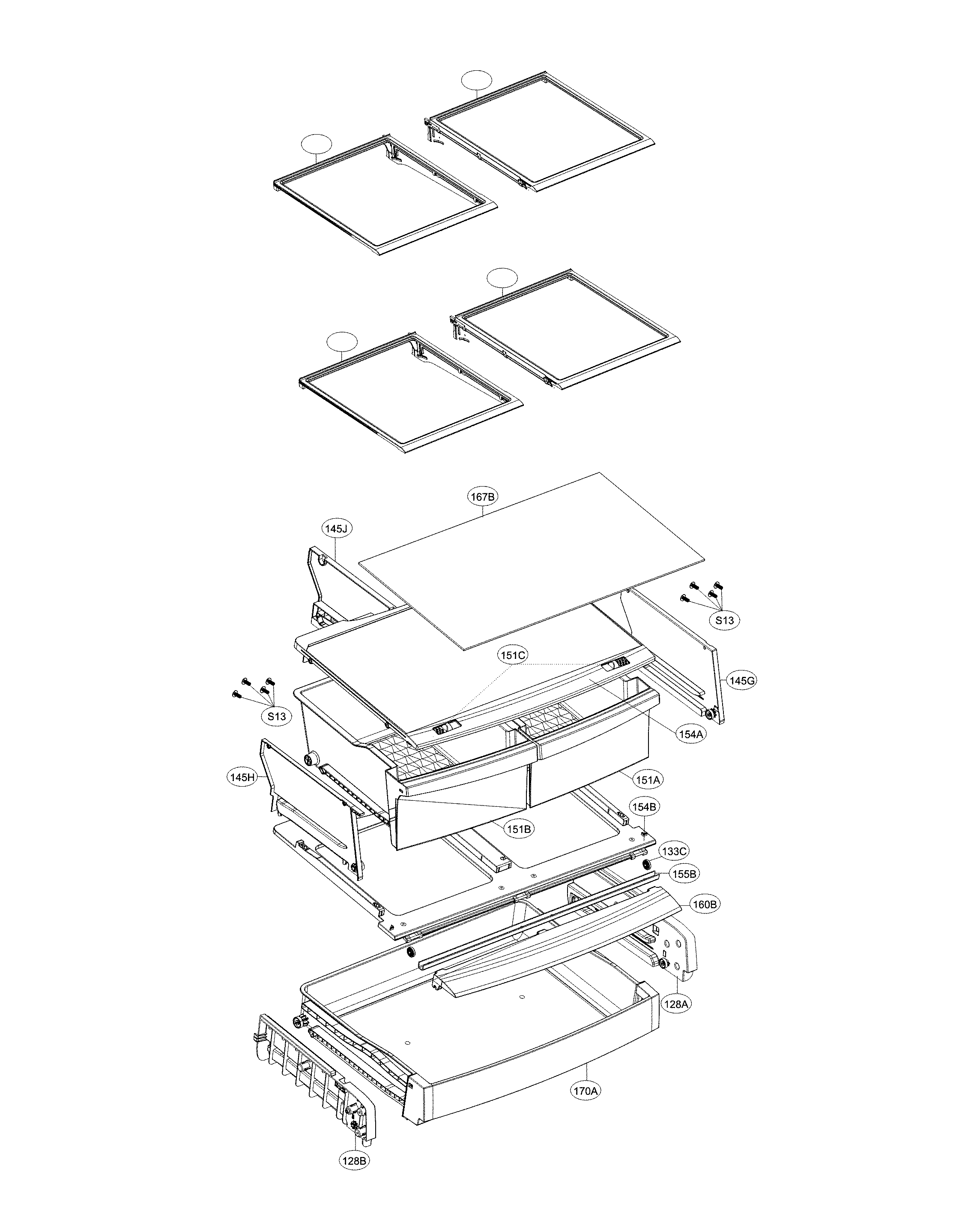 Refrigerator parts (half shelf)