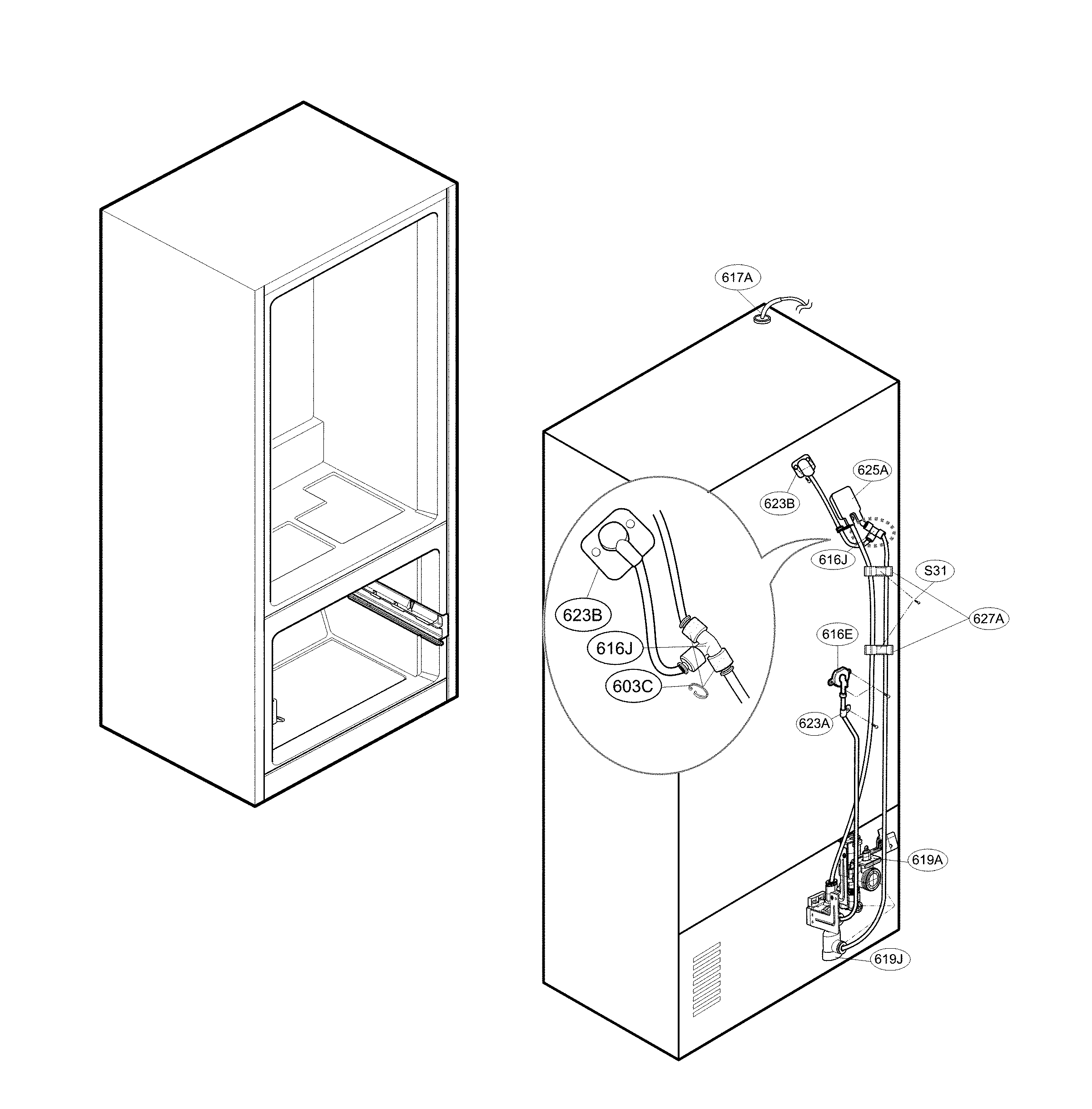 Valve and water tube parts