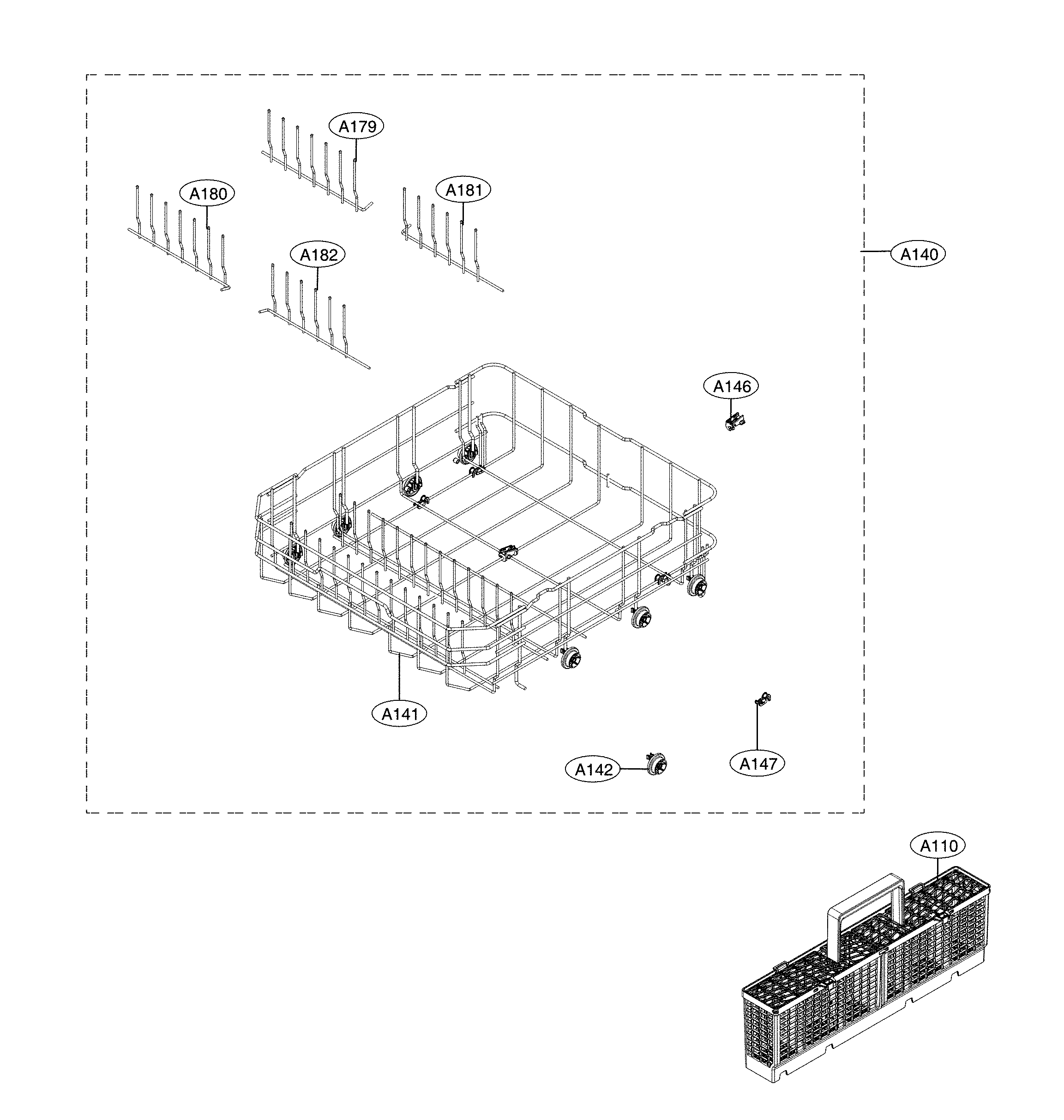 Bottom rack parts