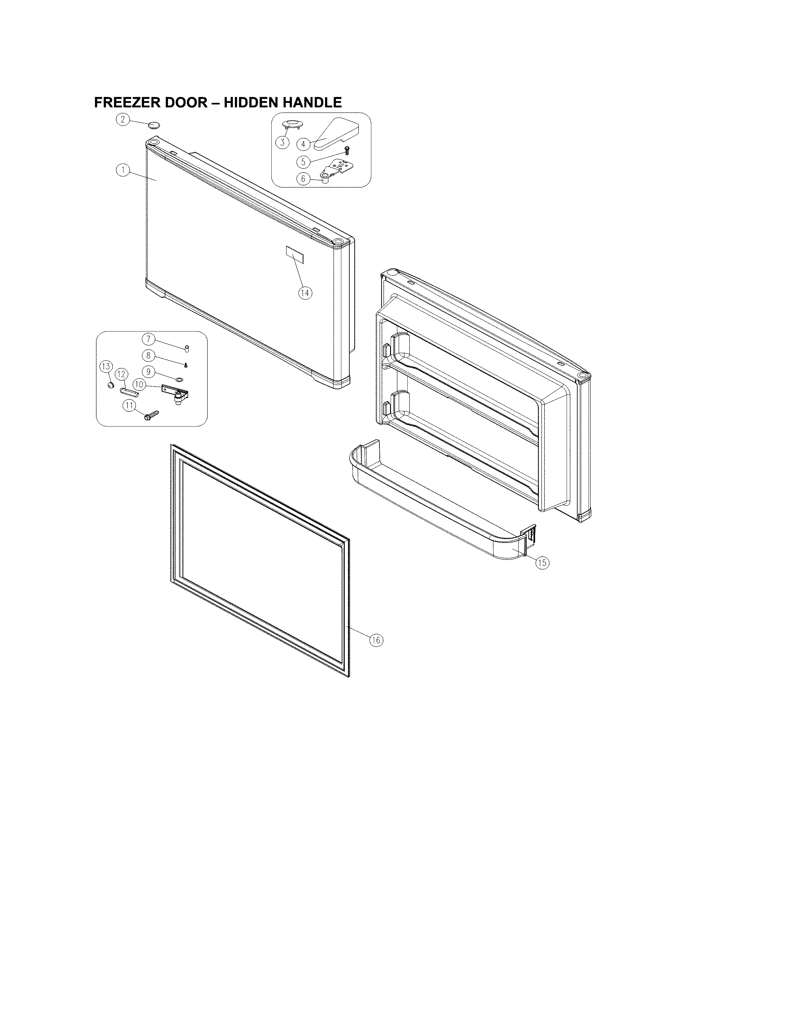 Freezer door - hidden handle