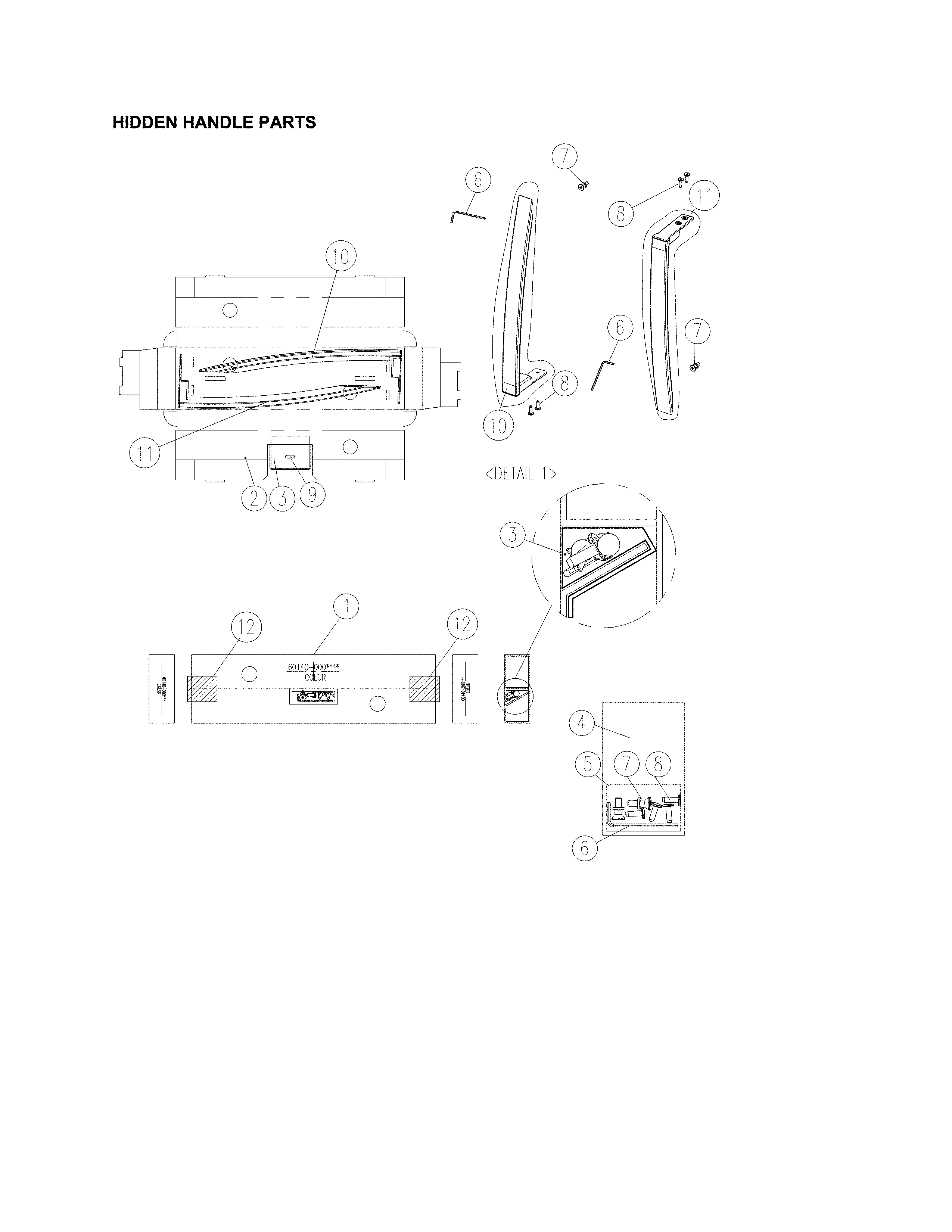 Hidden handle parts