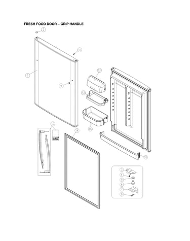 Fresh food door - grip handle