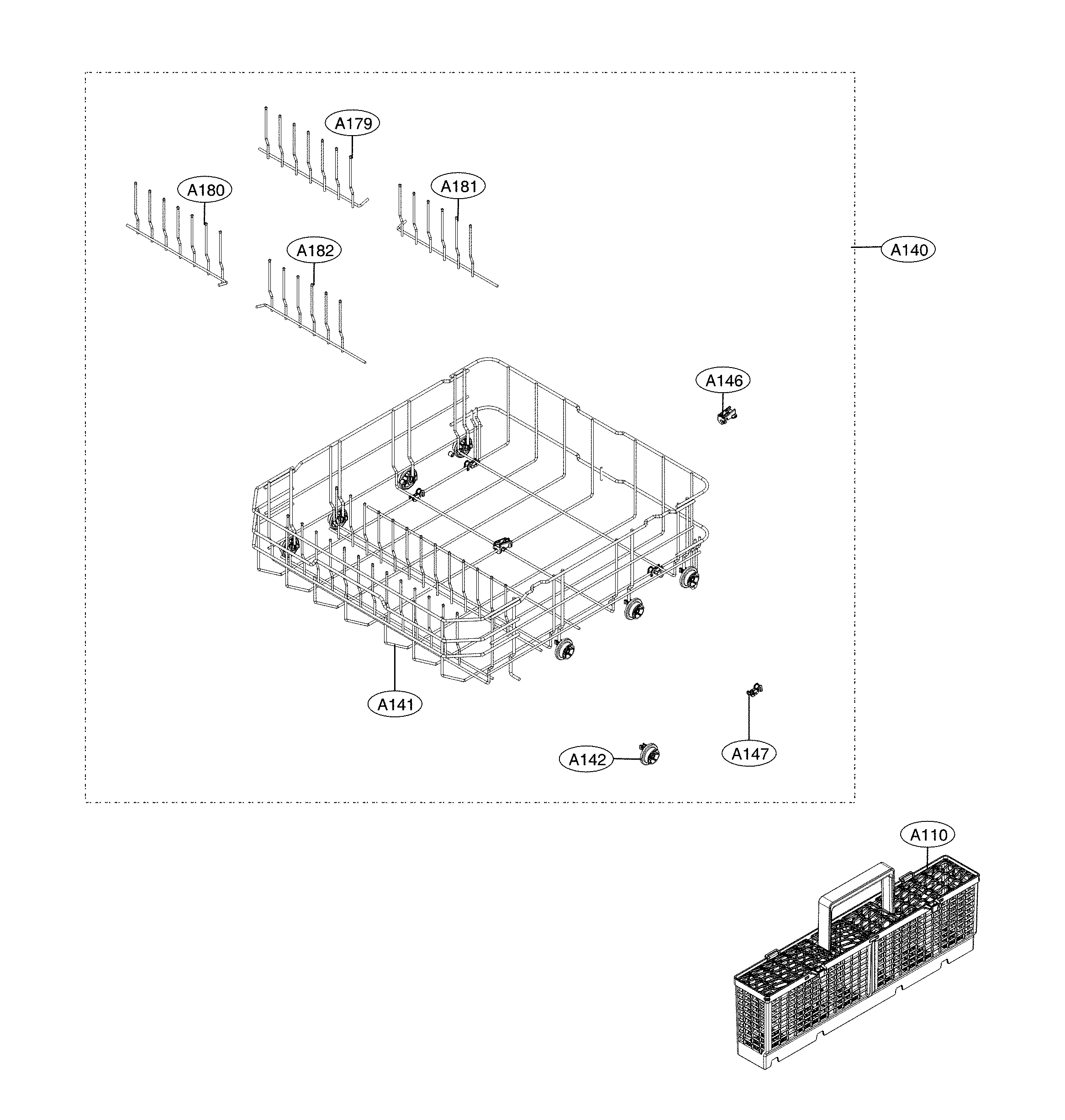 Bottom rack assembly