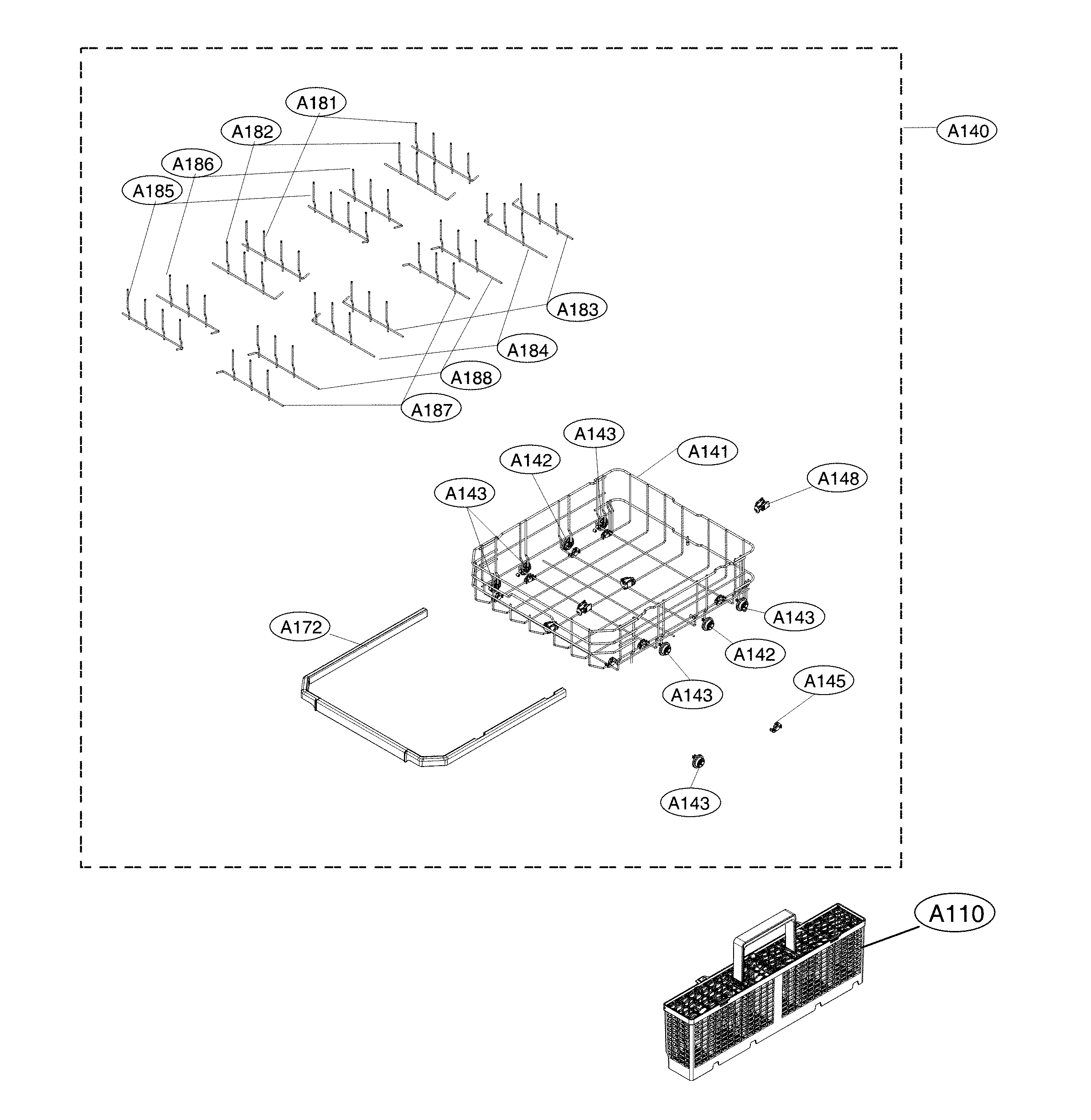 Bottom rack assembly