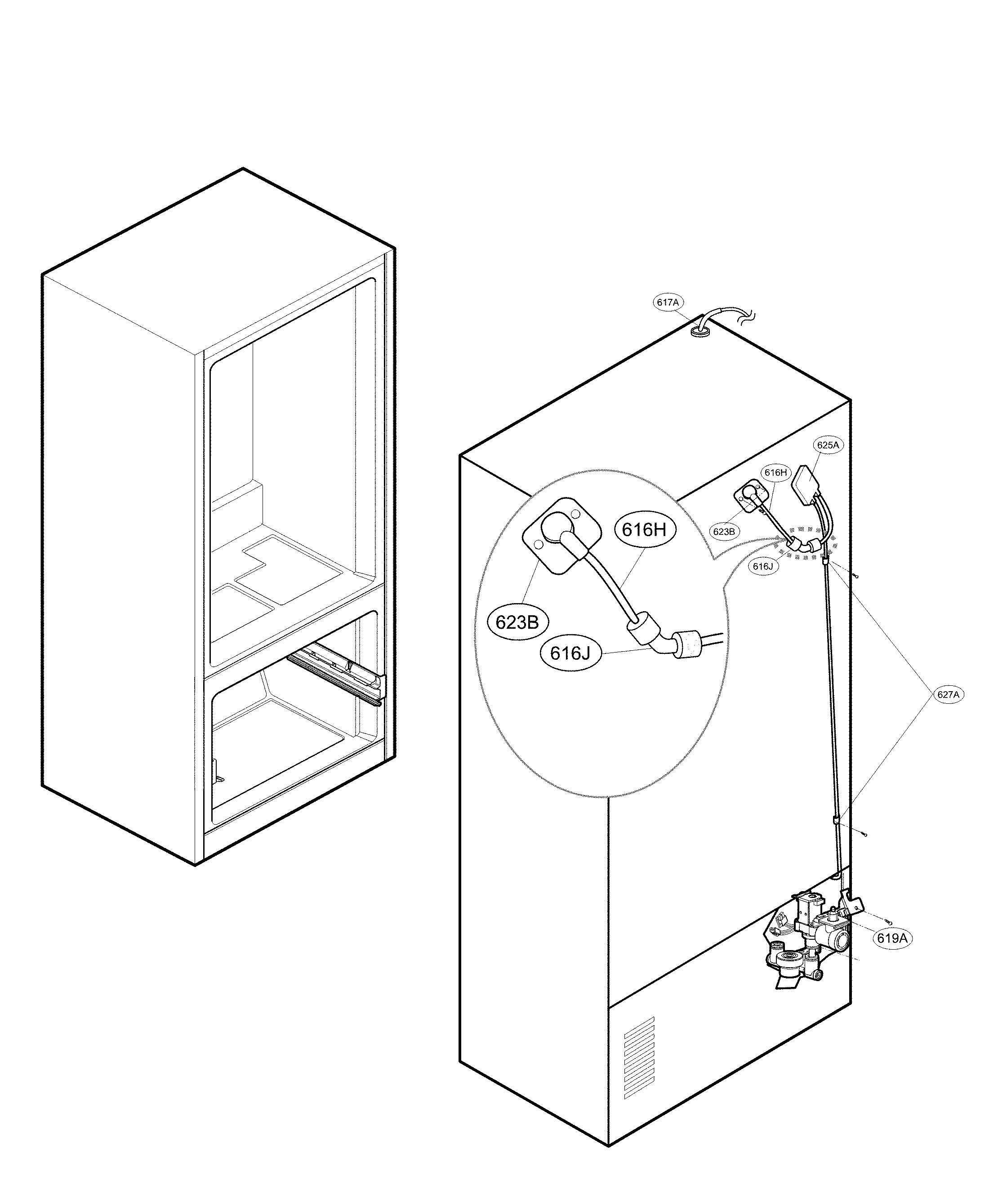 Valve & water tube parts