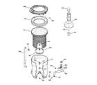 GE WCXR1070A0AA tub, basket & agitator diagram