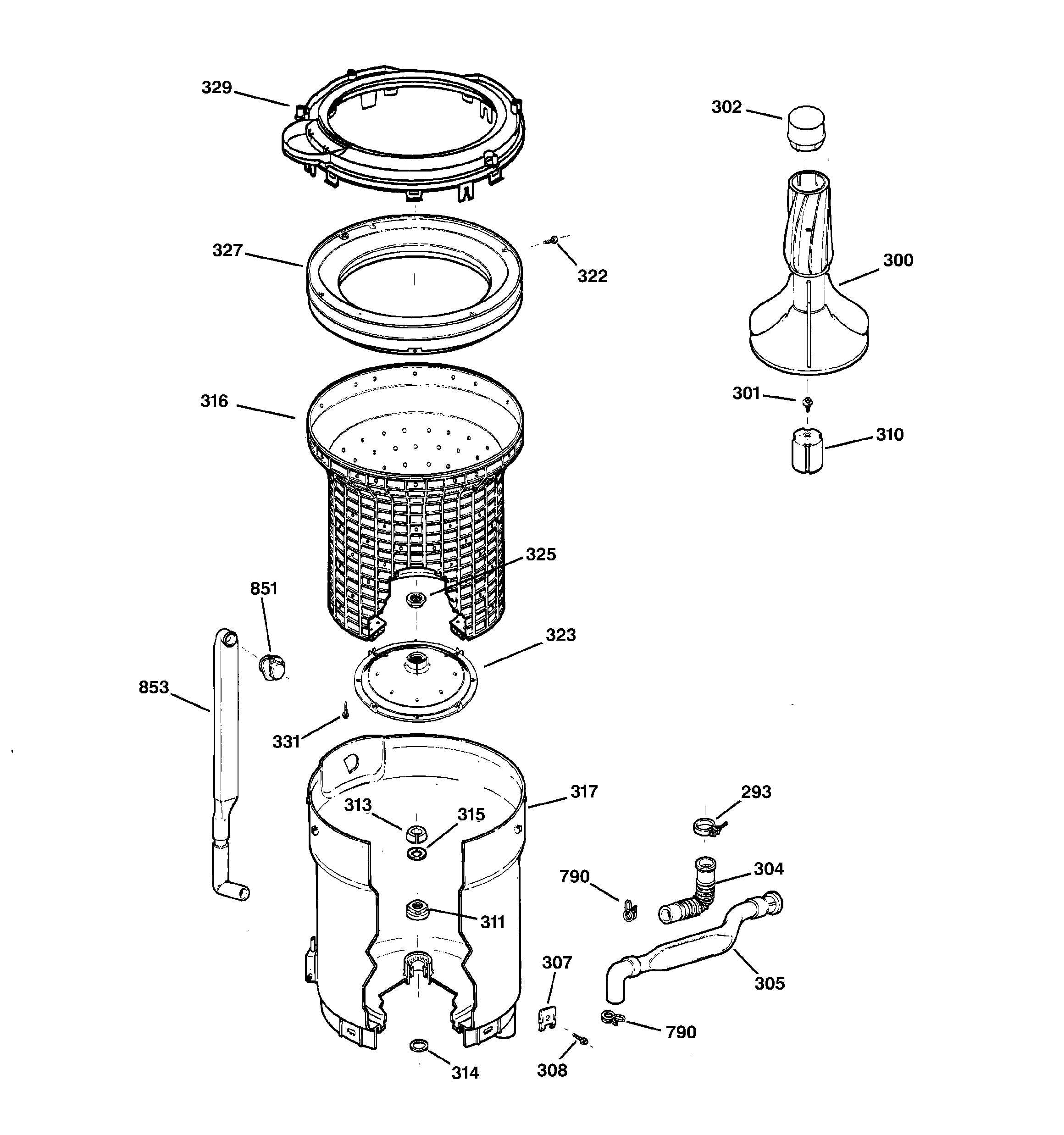Tub, basket & agitator