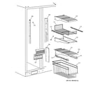 GE TFS28PPBGBS freezer shelves diagram