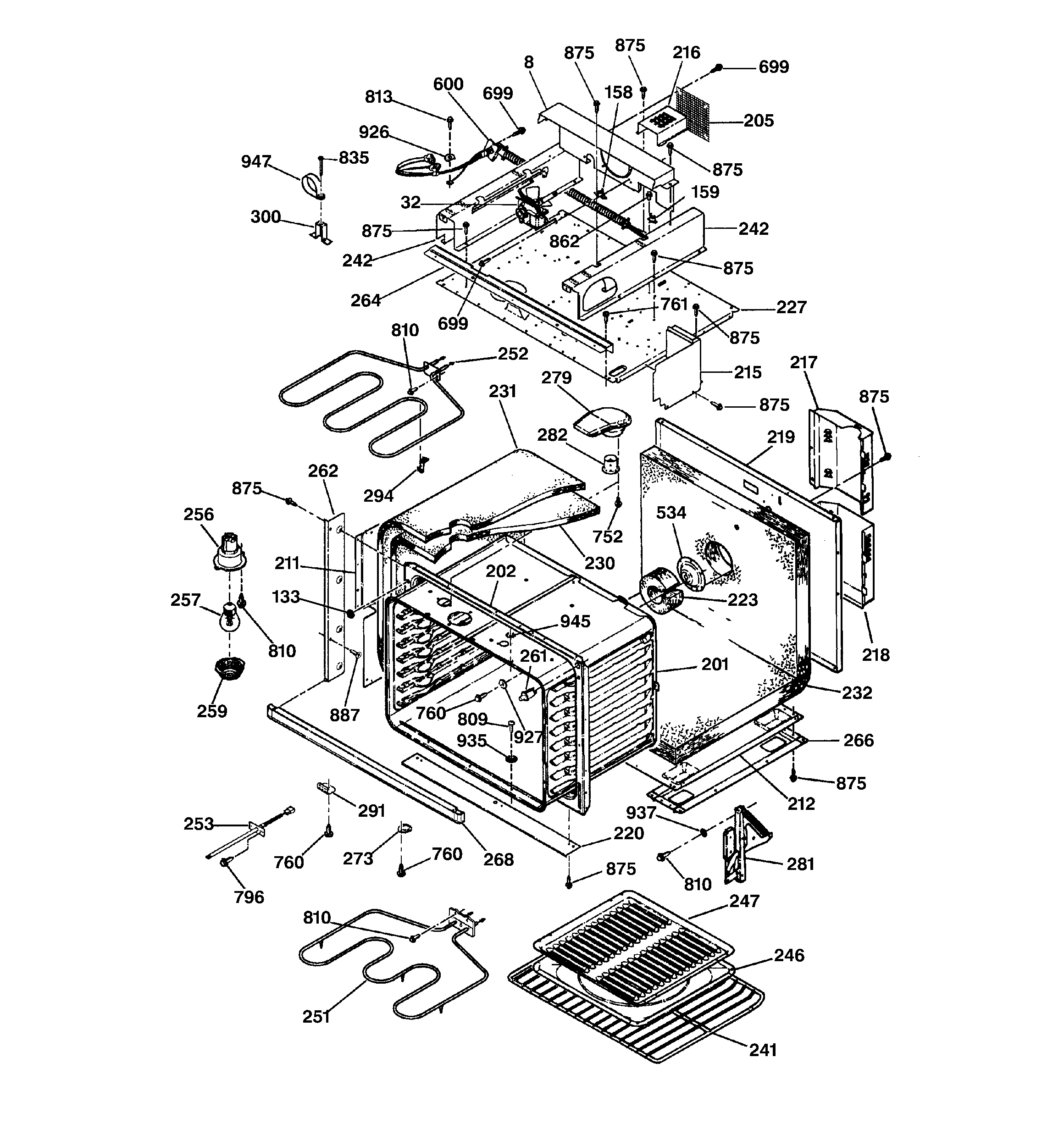 Oven body with microwave support
