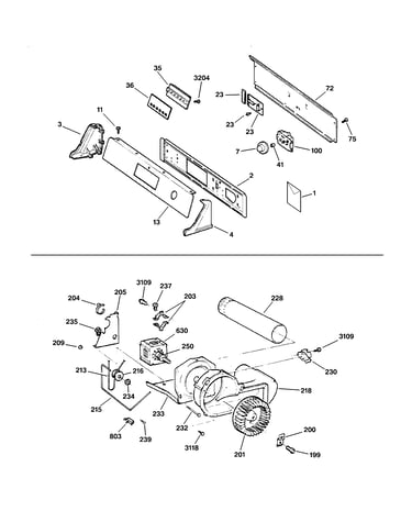 Backsplash, blower & motor