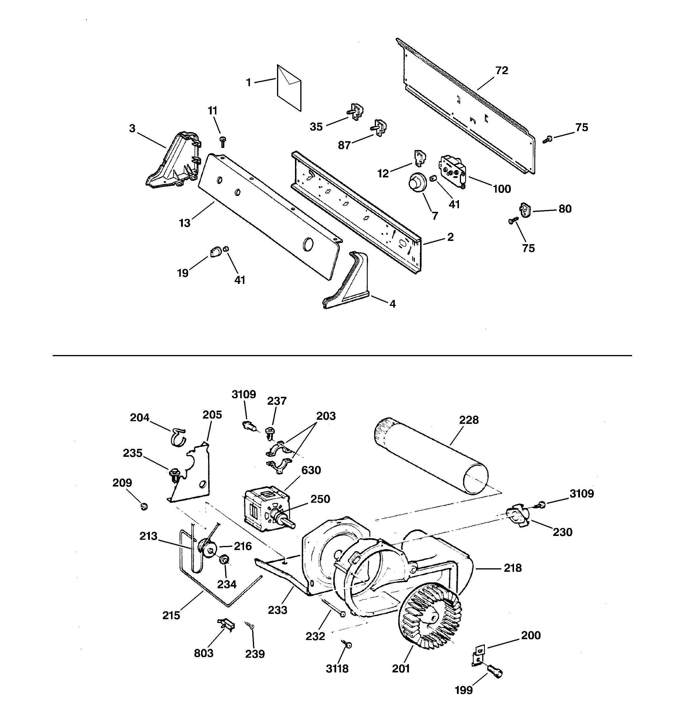 BACKSPLASH, BLOWER & MOTOR